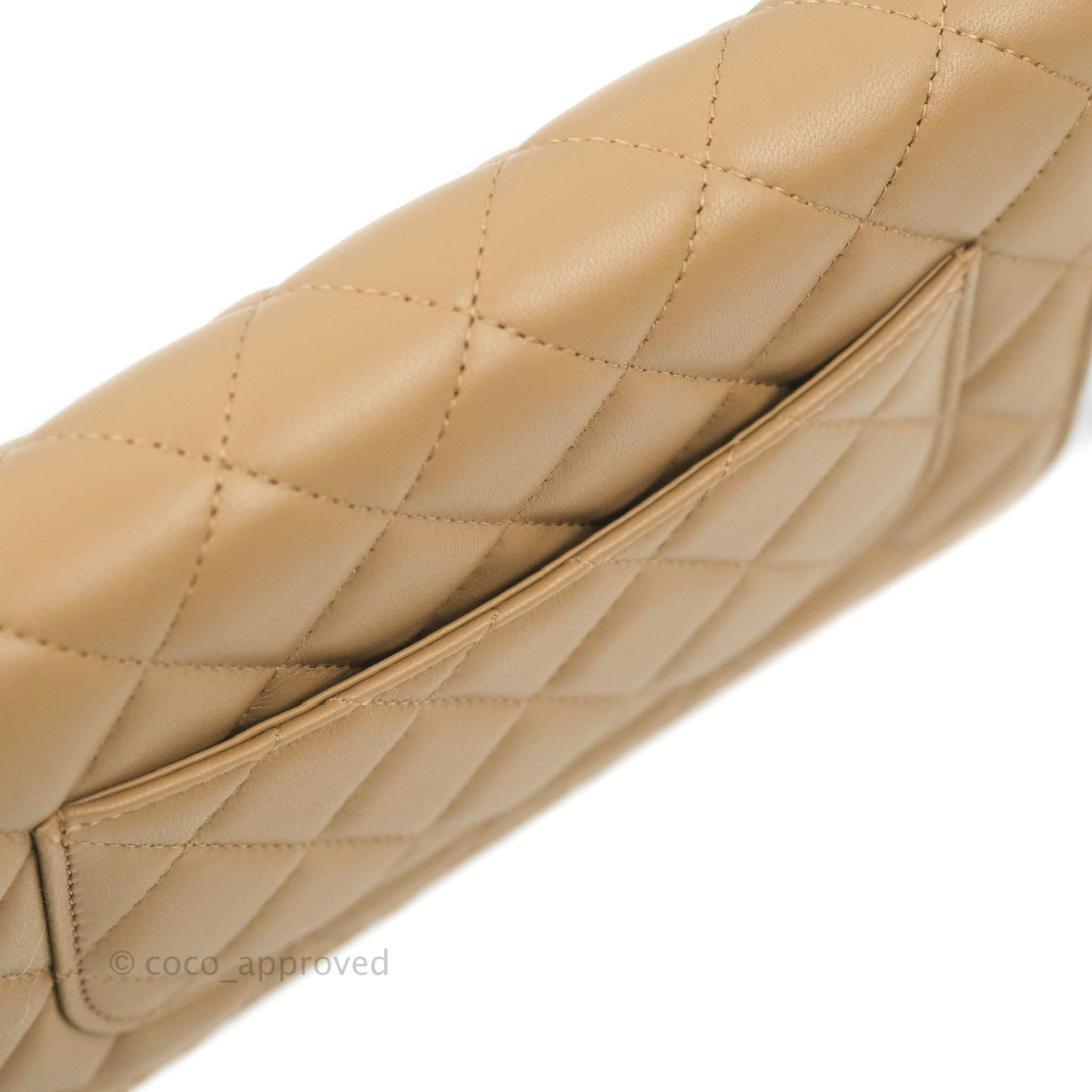 Chanel Quilted Pearl Crush Wallet on Chain WOC Beige Lambskin Aged Gold Hardware 22B