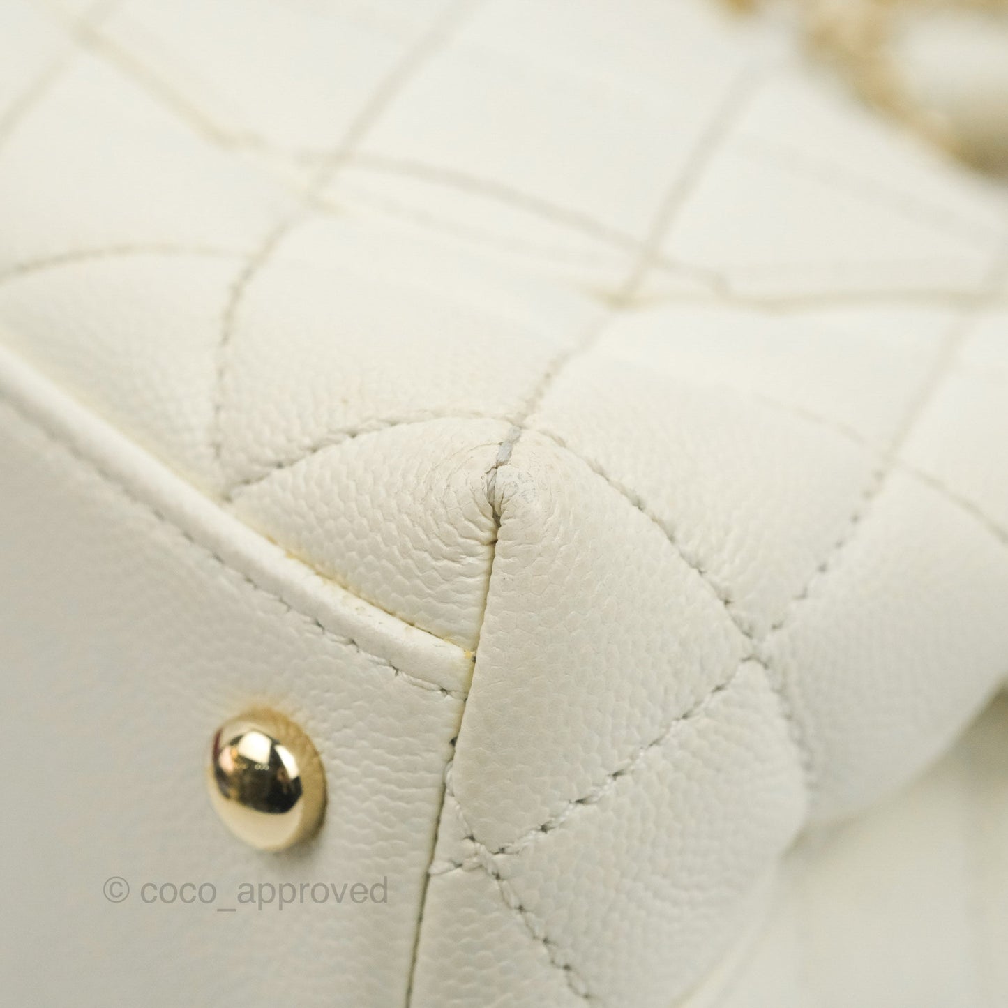 Chanel Mini Coco Handle Quilted Ivory Caviar Gold Hardware