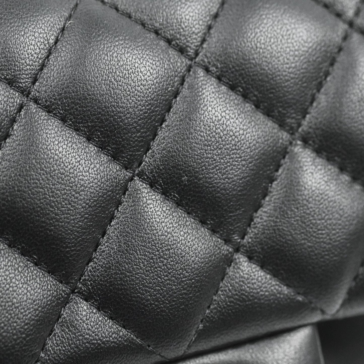 Chanel Mini Square Black Lambskin Silver Hardware