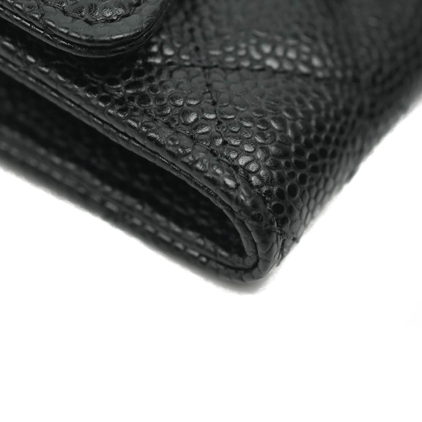 Chanel Quilted Flap Card Holder Black Caviar Gold Hardware