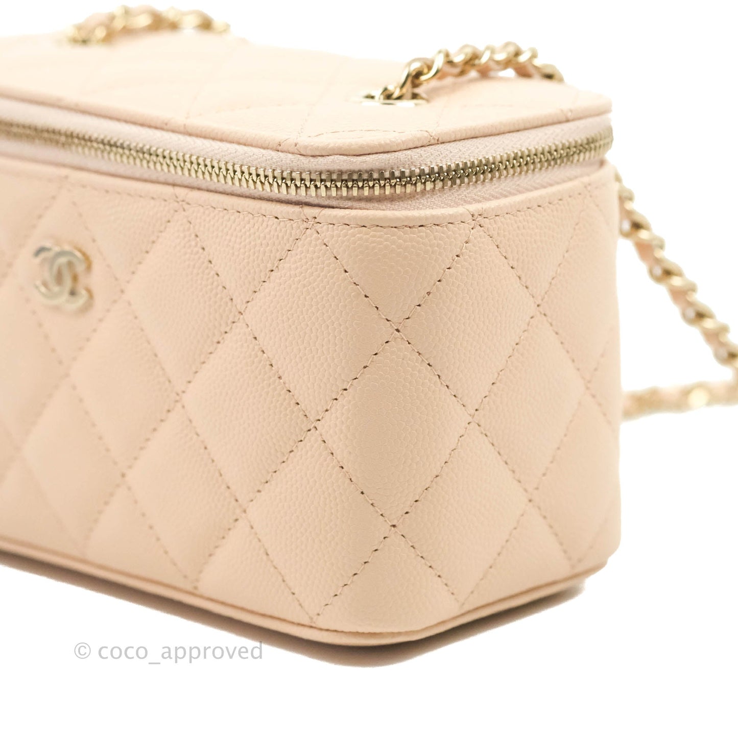 Chanel Vanity with Classic Chain Light Beige Caviar Gold Hardware 22C