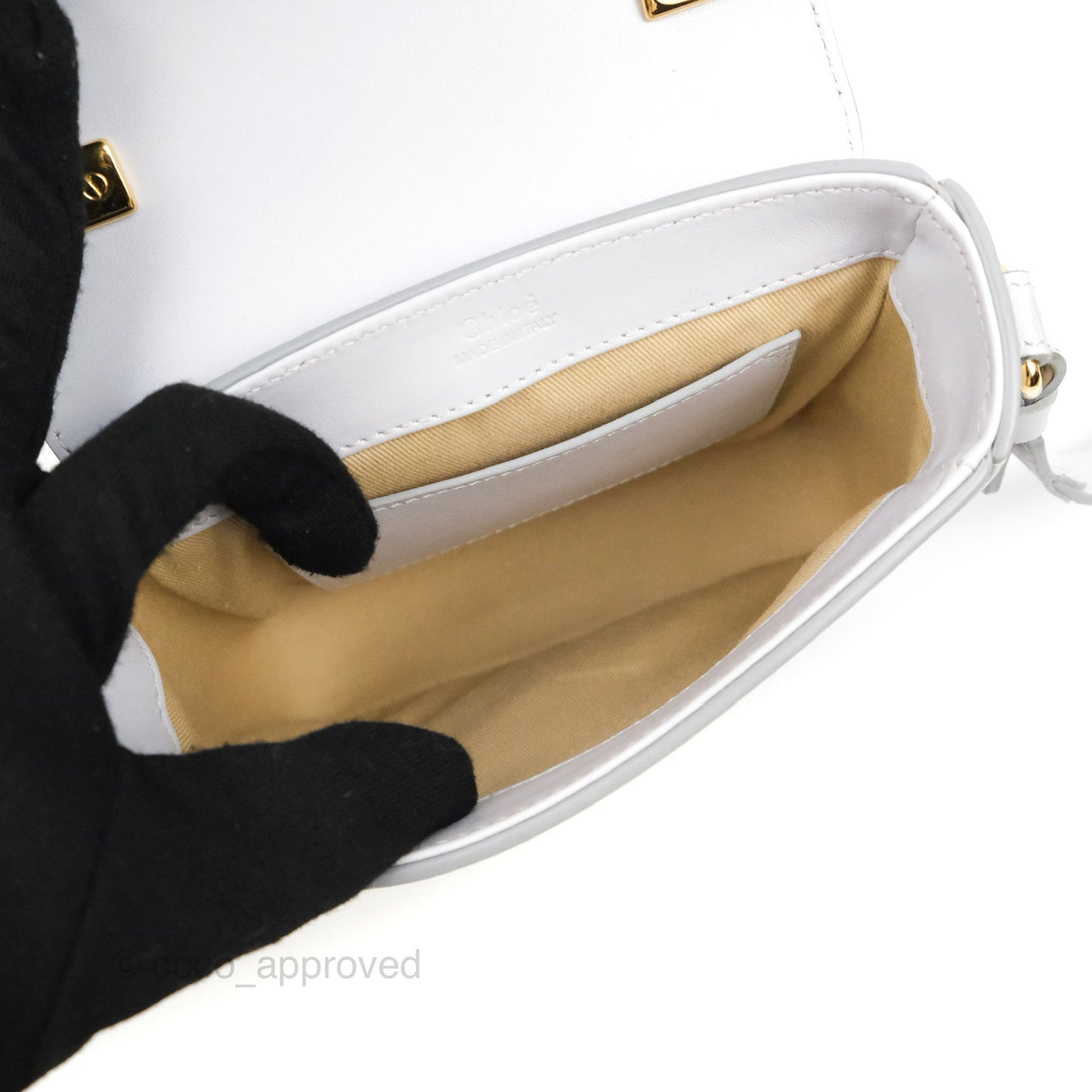 Chloé Mini C Bag Light Cloud Shiny/Suede Calfskin