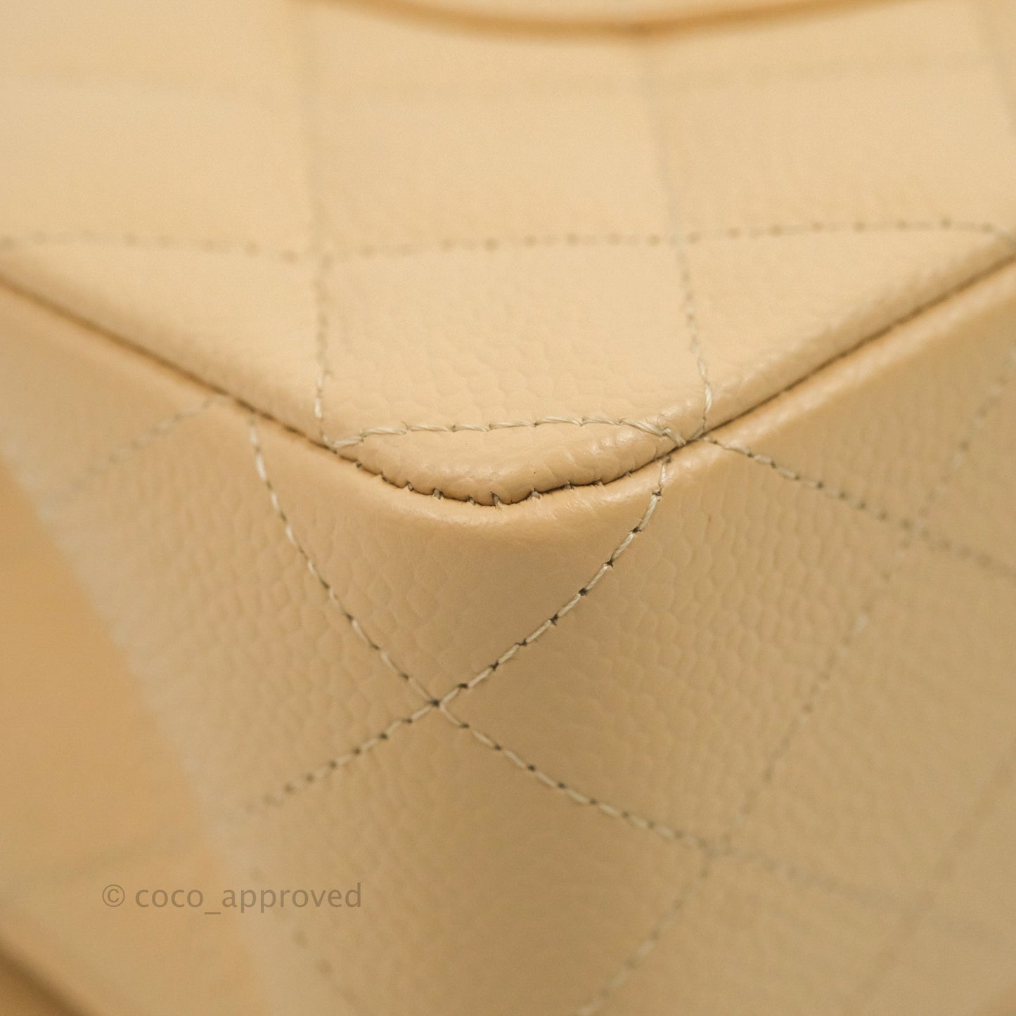 Chanel Classic M/L Medium Flap Quilted Beige Caviar Gold Hardware