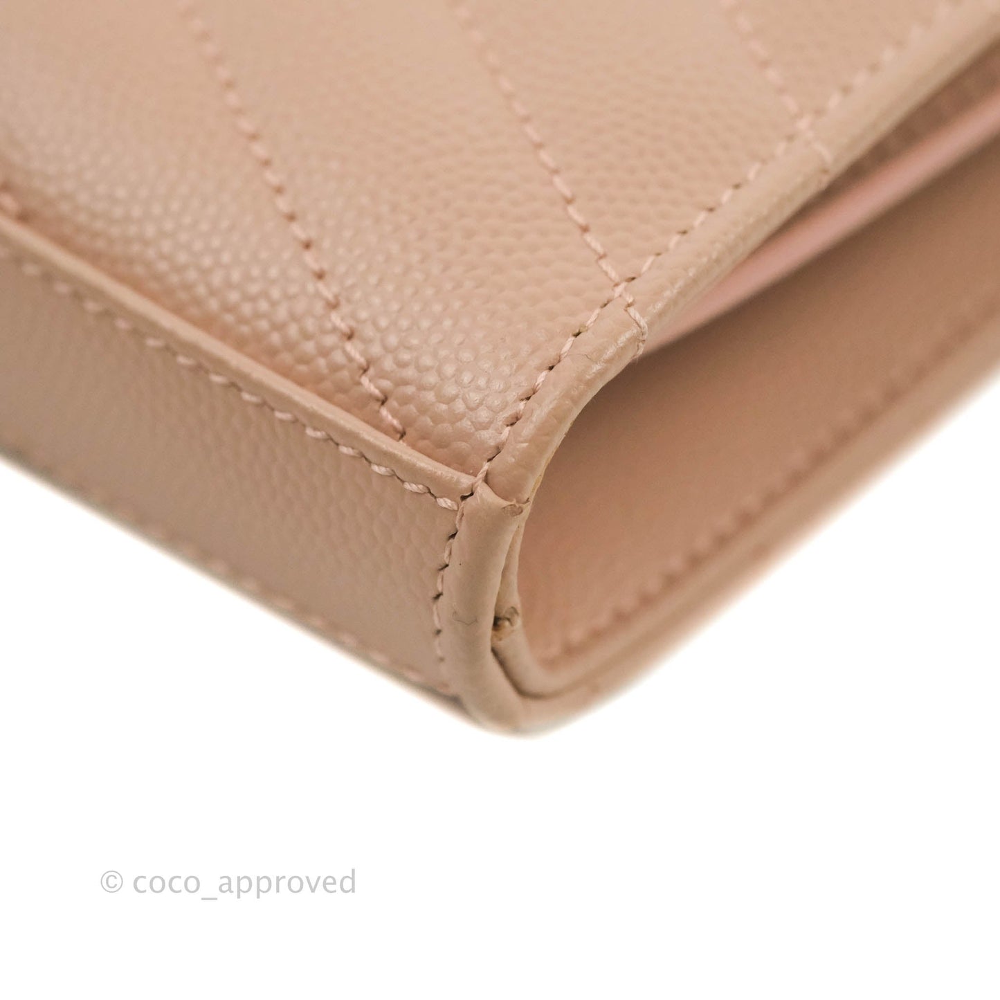 Saint Laurent Wallet on Chain Blush Pink Grained Leather Silver Hardware
