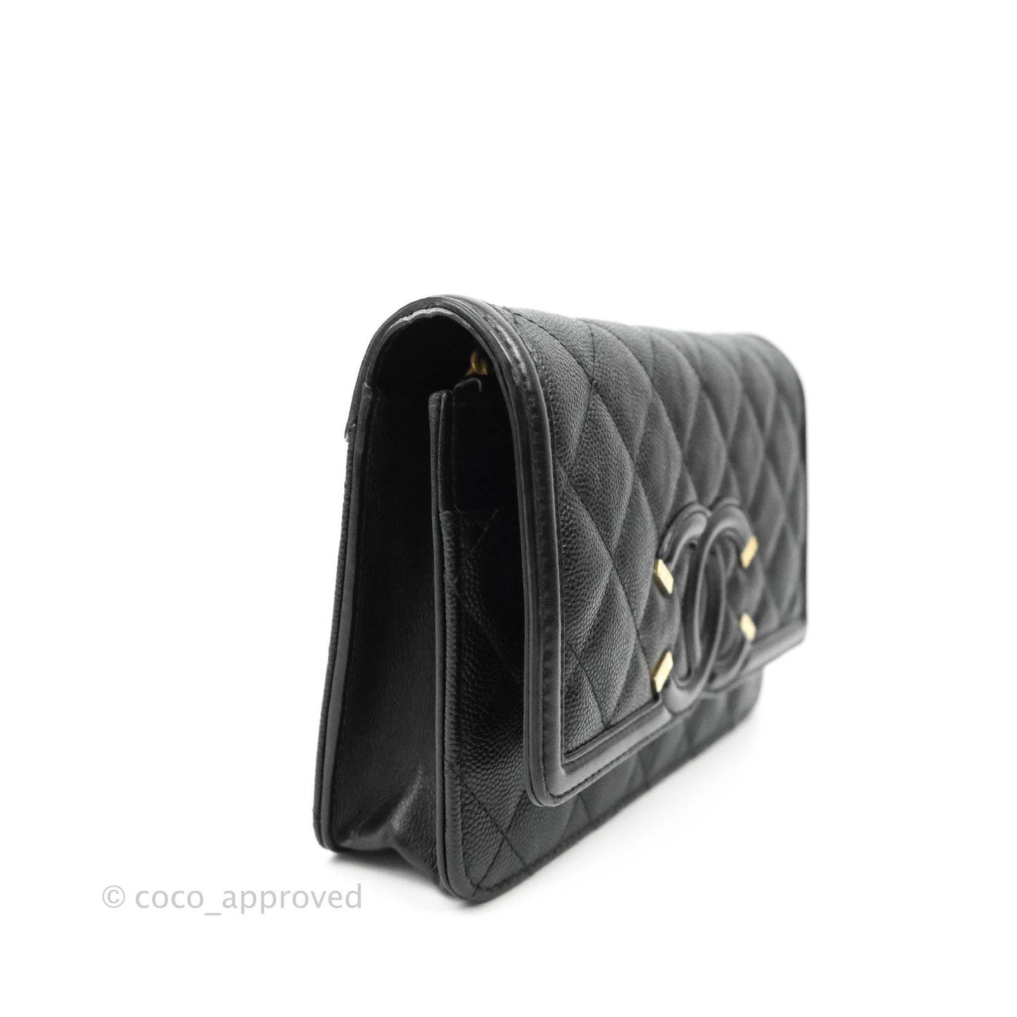 Chanel Filigree Wallet on Chain WOC Black Caviar Gold Hardware