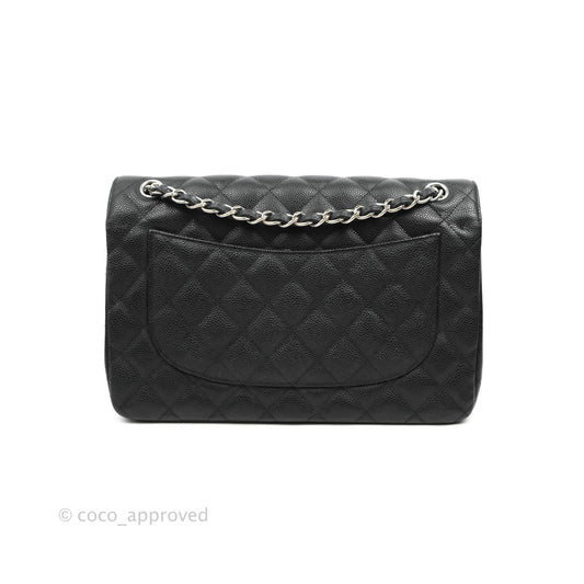 Chanel Jumbo Double Flap Black Caviar Silver Hardware⁣⁣