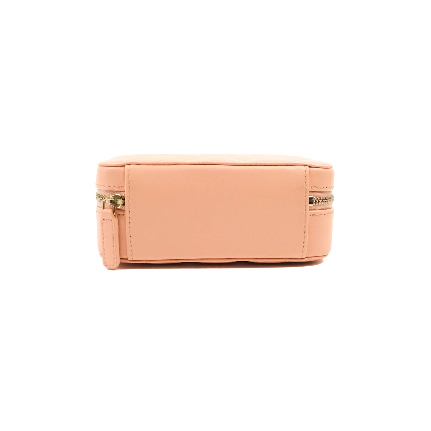 Chanel Mini Pearl Crush Quilted Camera Case Beige Pink Lambskin Aged Gold Hardware