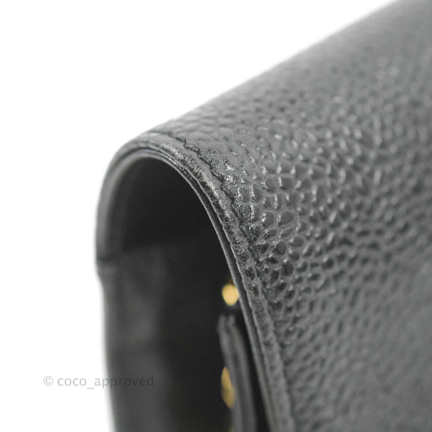 Chanel Vintage CC Wallet on Chain WOC Black Caviar Gold Hardware