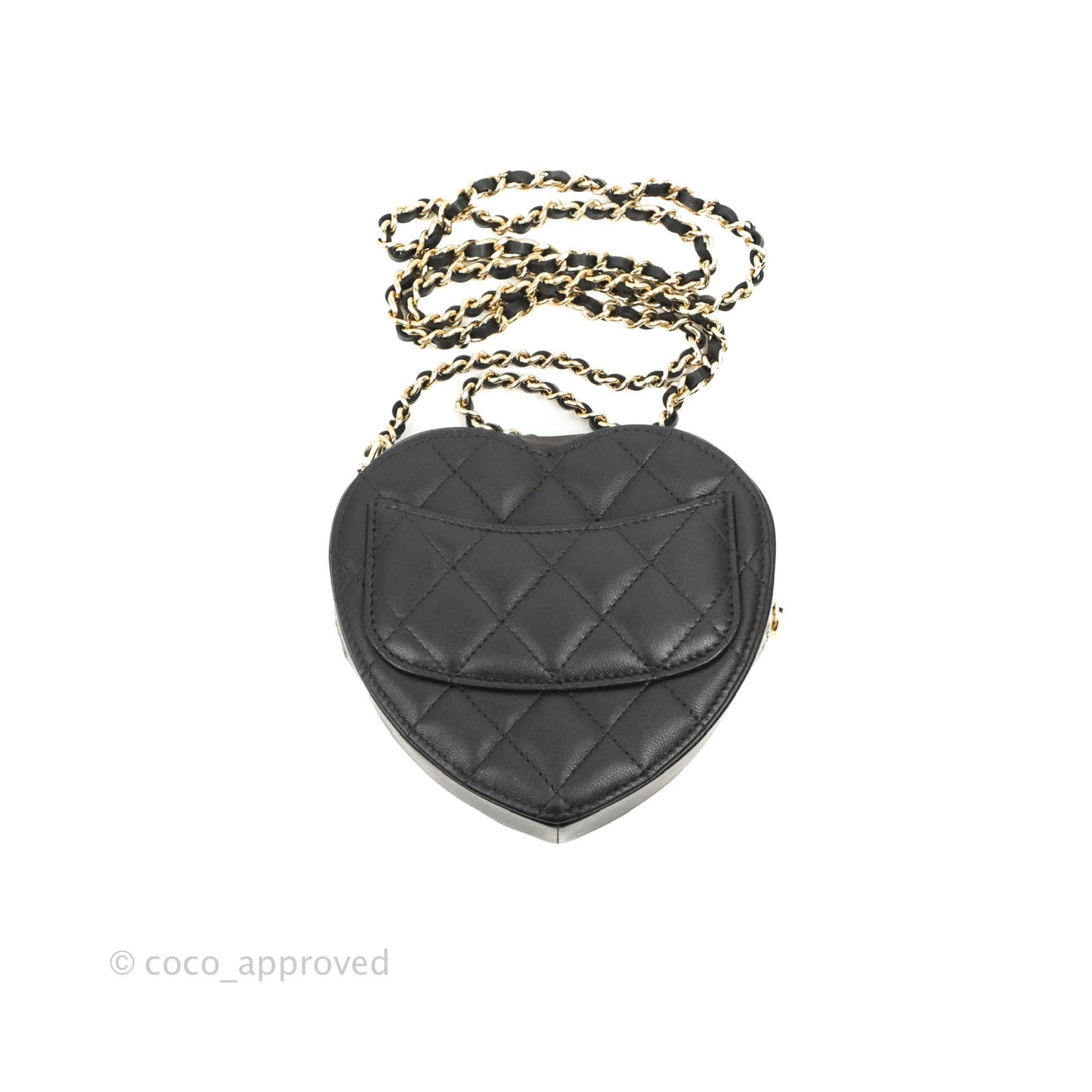 Chanel Small Heart Bag Black Lambskin Gold Hardware 22S