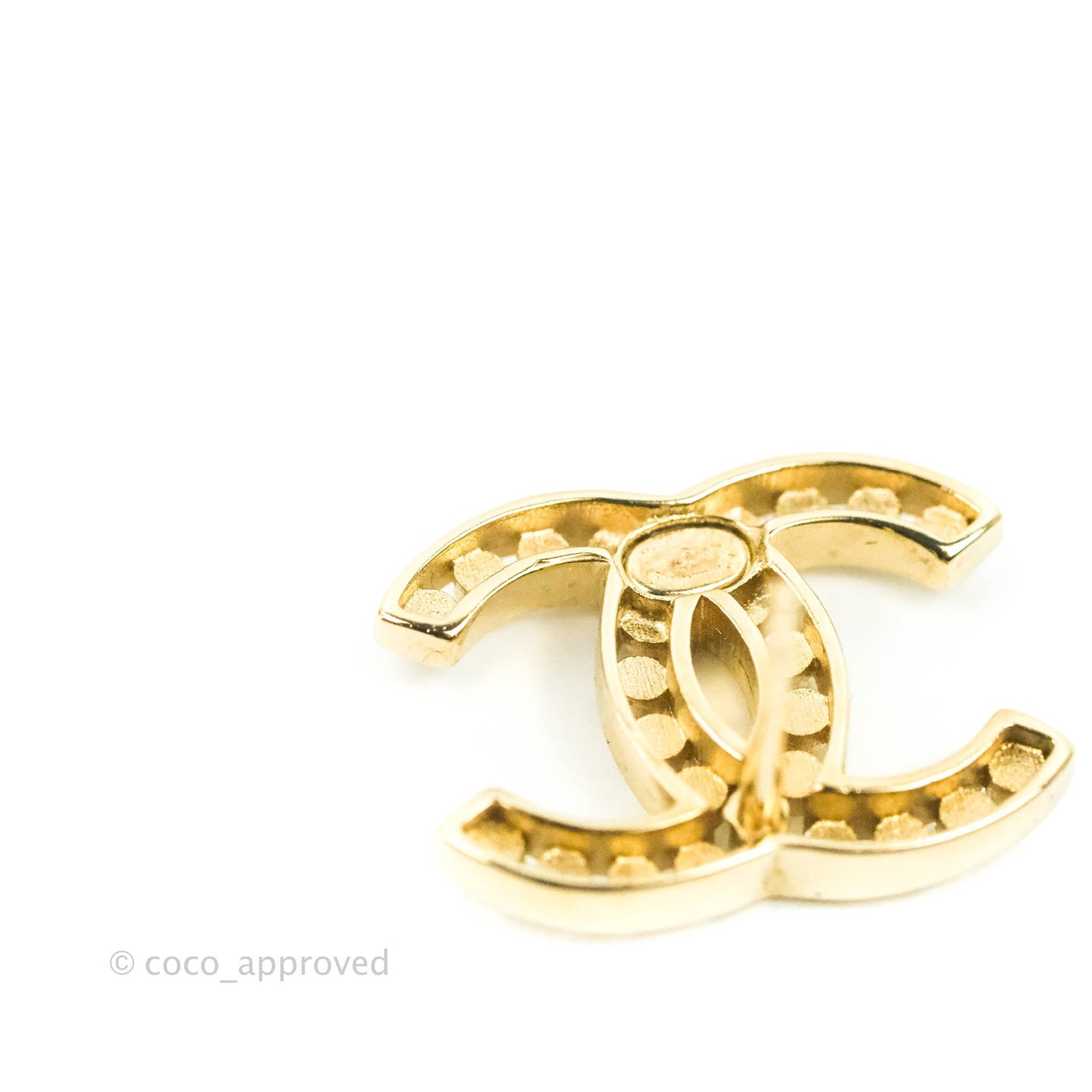 Chanel CC Crystal Earrings Gold Tone 21P