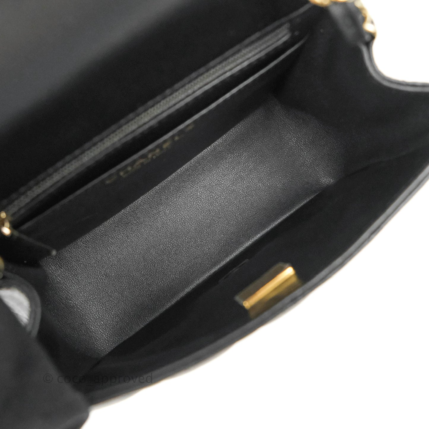 Chanel Quilted Mini Square Black Lambskin Gold Hardware