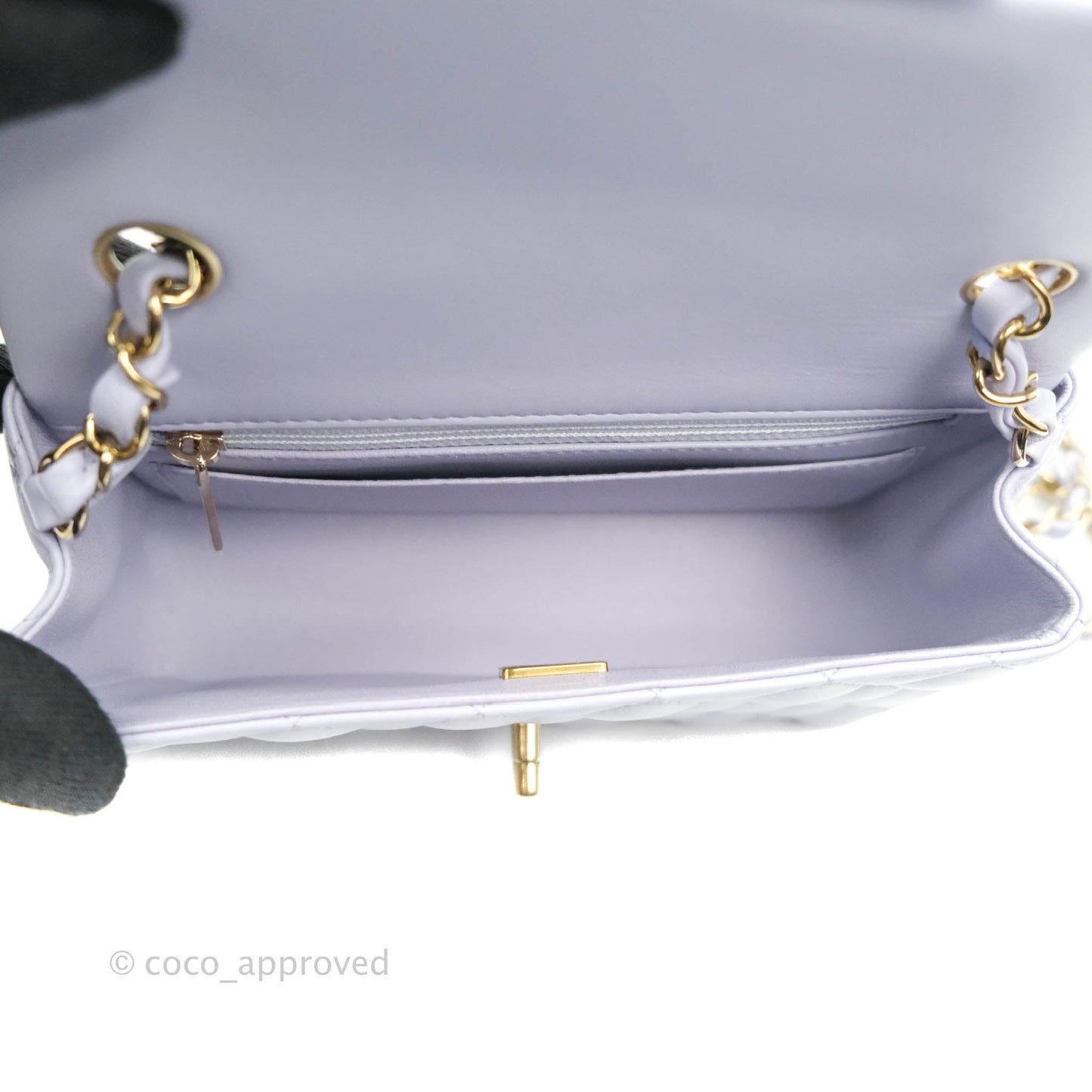 Chanel Quilted Mini Rectangular Lilac Lambskin Gold Hardware 21K