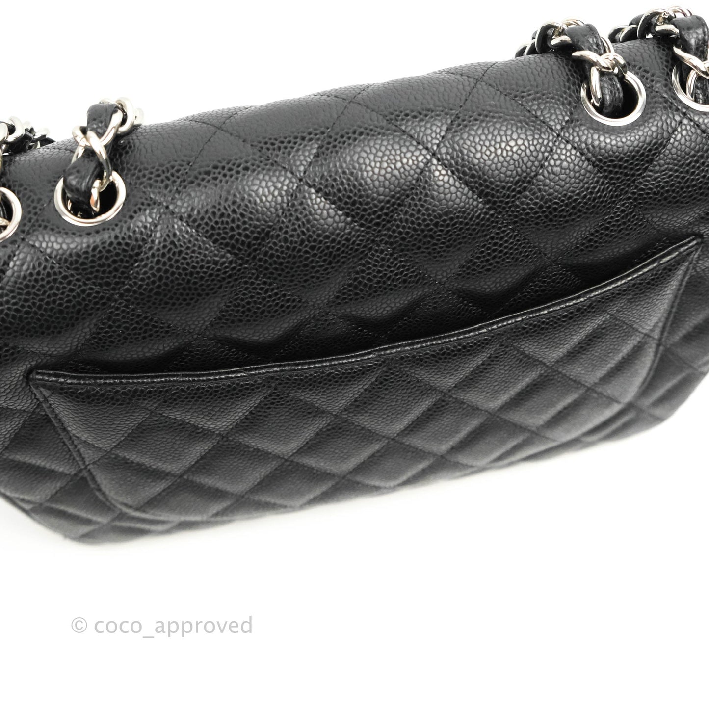 Chanel Jumbo Single Flap Black Caviar Silver Hardware⁣⁣