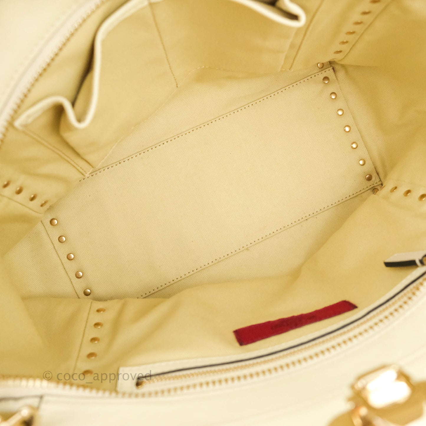 Valentino Garavani Rockstud Mini Trapeze Shoulder Bag White Calfskin Gold Hardware