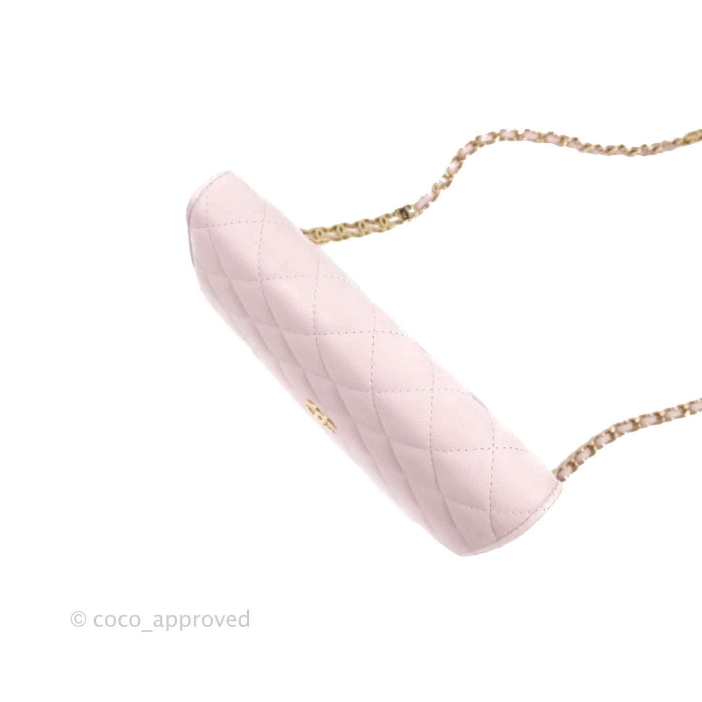Chanel Quilted CC Chain Wallet on Chain WOC Light Pink Caviar Gold Hardware 22P