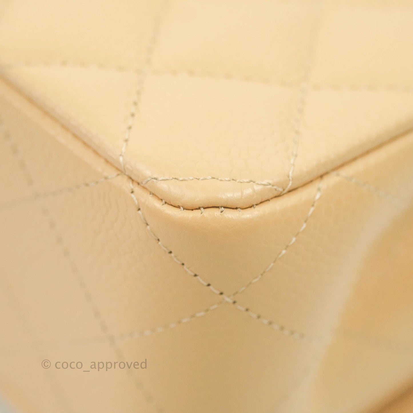 Chanel Classic M/L Medium Flap Quilted Beige Caviar Gold Hardware