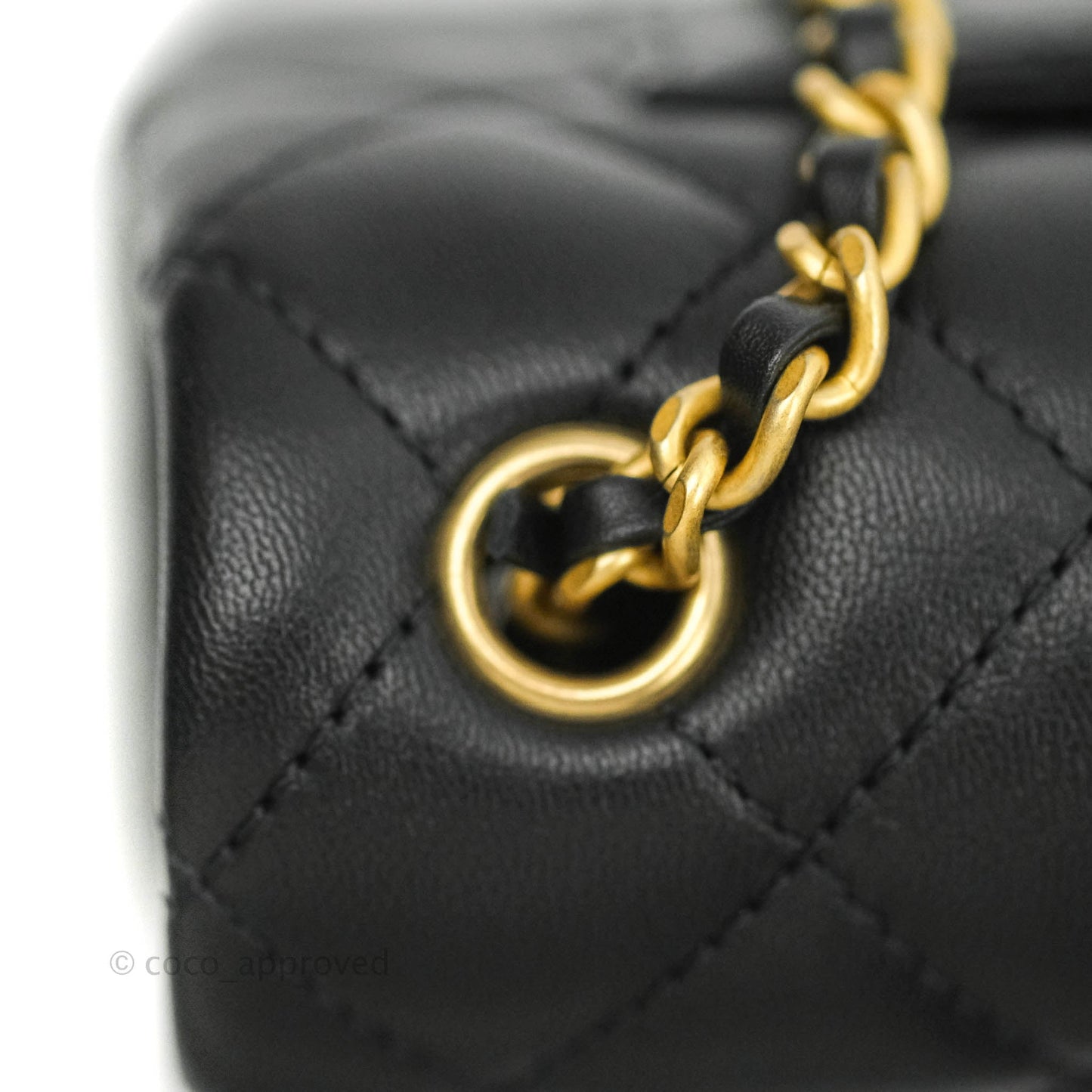 Chanel Mini Rectangular Pearl Crush Quilted Black Lambskin Gold Hardware