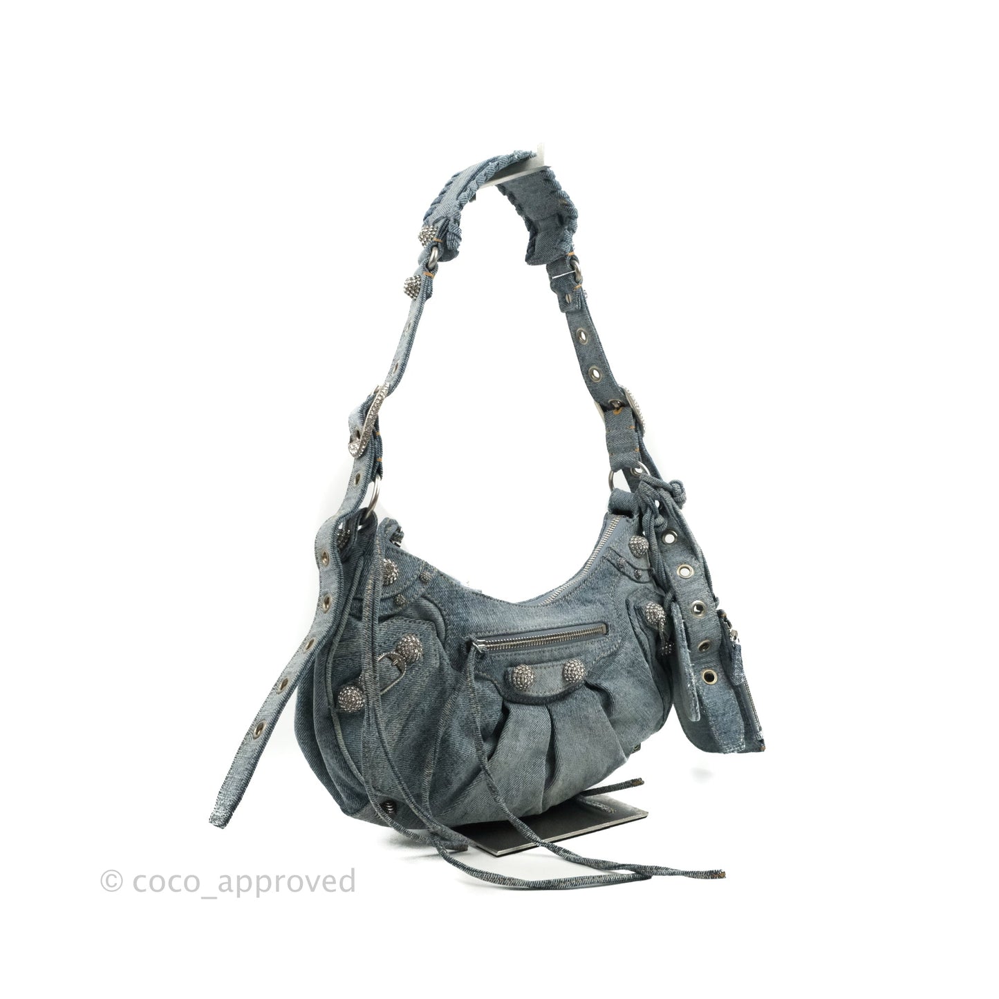 Balenciaga Le Cagole Small Embellished Denim Shoulder Bag