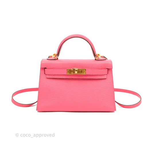 Hermes Mini Kelly II Chevre Mysore U5 Rose Lipstick Gold Hardware