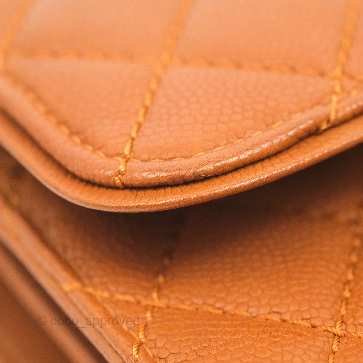 Chanel Flap Bag Quilted Caramel Brown Caviar Ruthenium Hardware