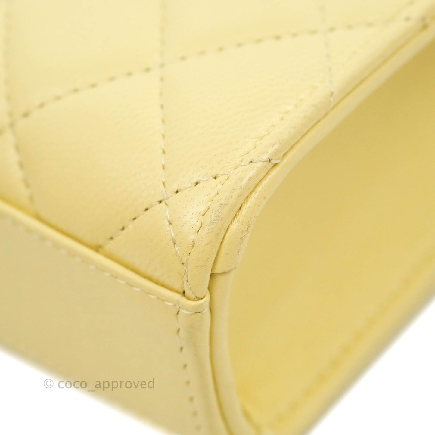 Chanel Quilted Pearl Crush Phone Holder With Chain Yellow Lambskin