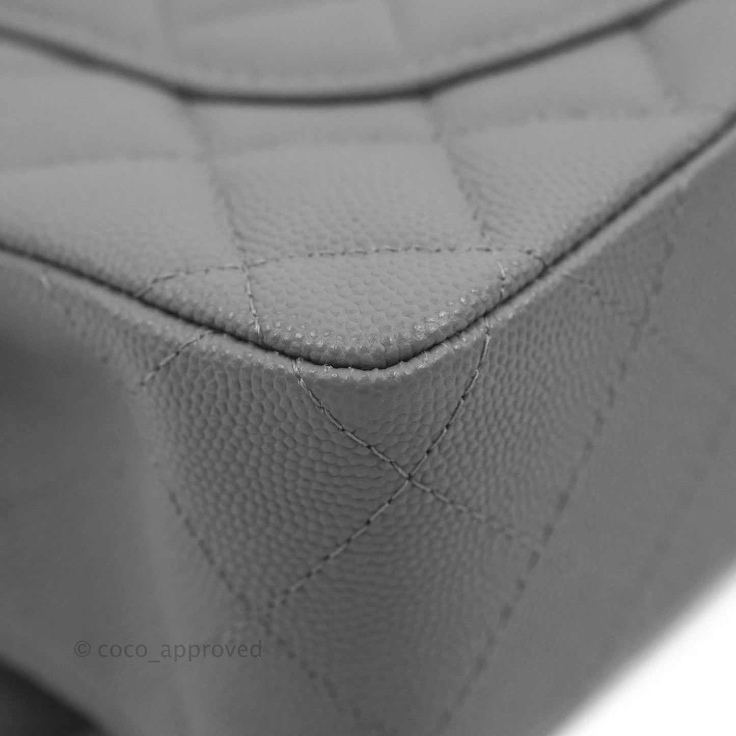 Chanel Small Classic Quilted Flap Grey Caviar Gold Hardware 20C