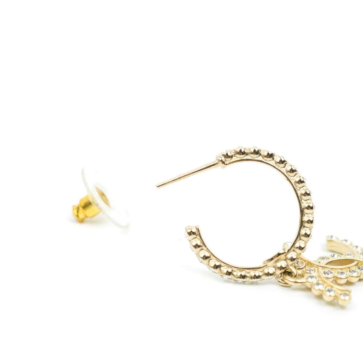 Chanel Crystal CC No.5 Drop Hoop Earrings 21K