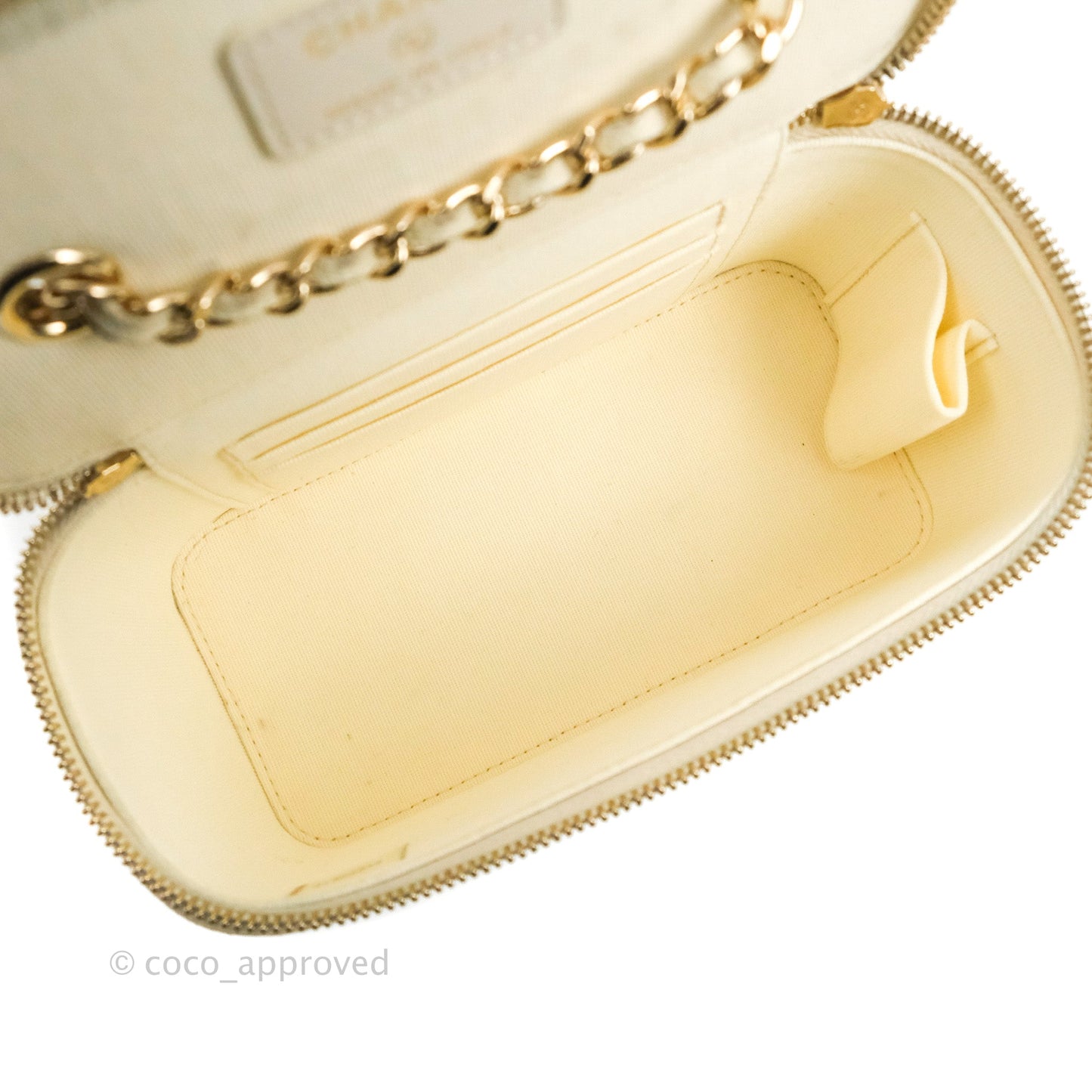 Chanel Classic Vanity with Chain Ivory Caviar Gold Hardware
