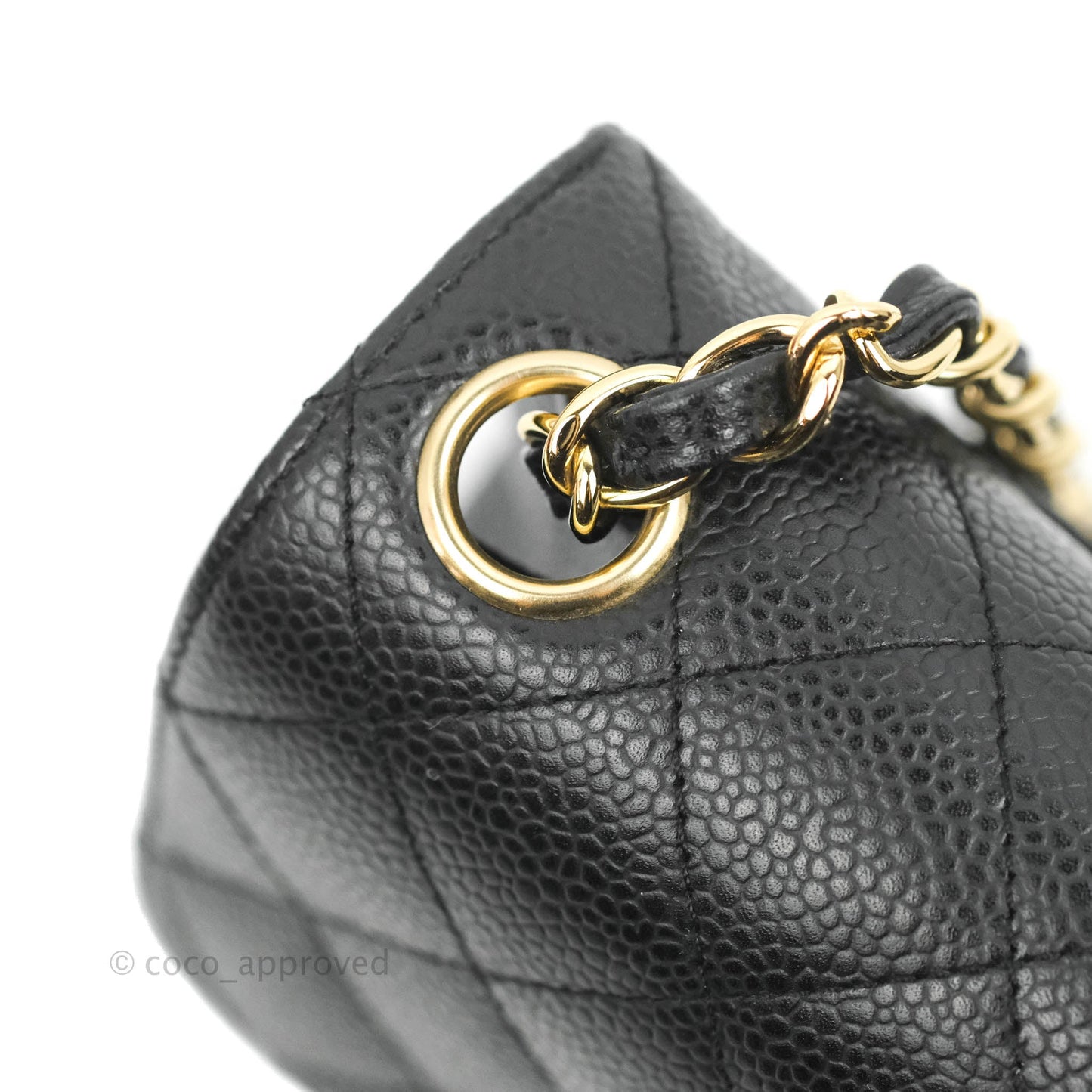 Chanel Quilted Mini Square Flap Bag Black Caviar 24K Gold Hardware