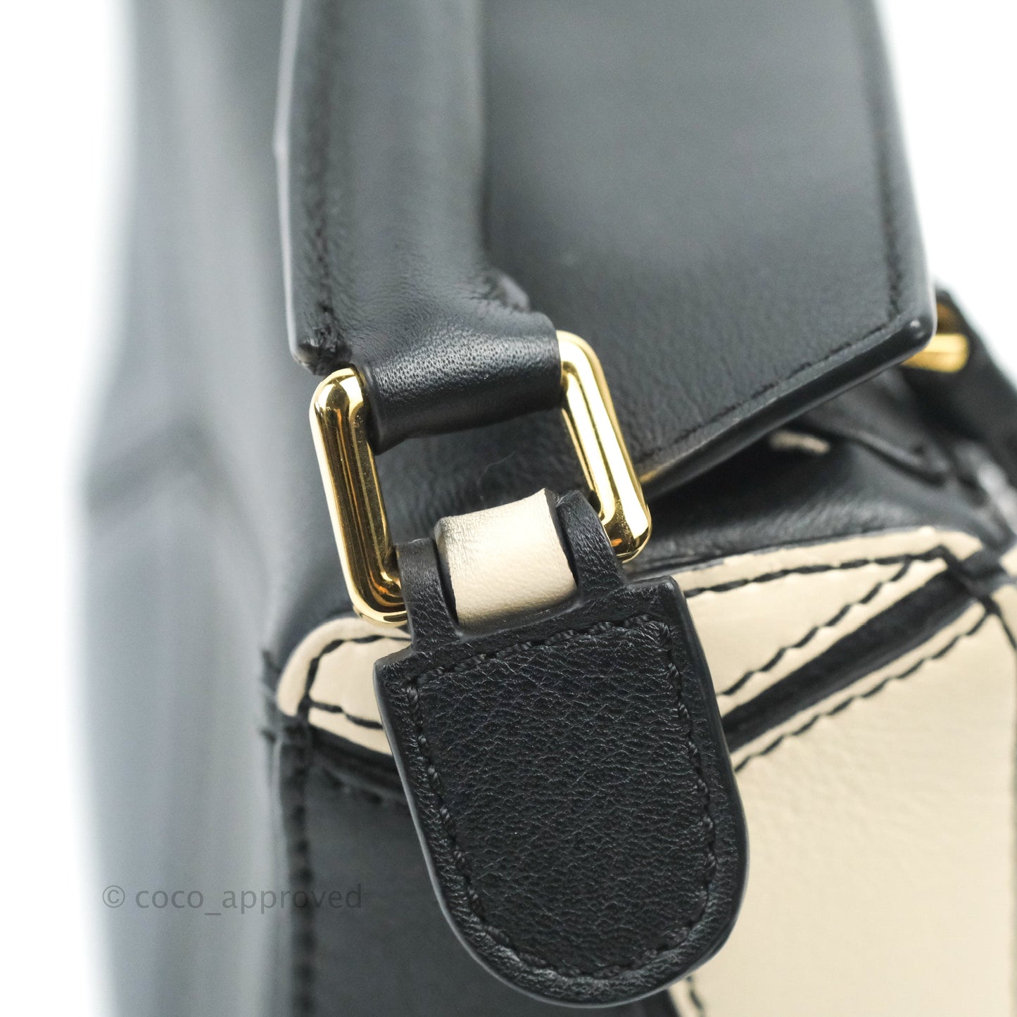 Loewe Mini Puzzle Bag Black/White/Navy Calfskin Gold Hardware