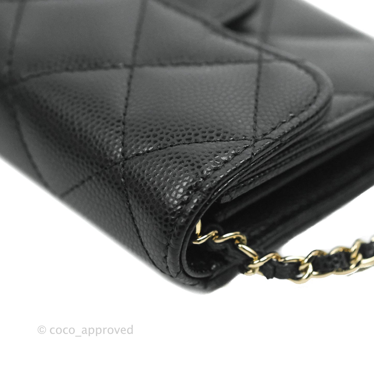 Chanel Mini Wallet With Chain Black Caviar Gold Hardware