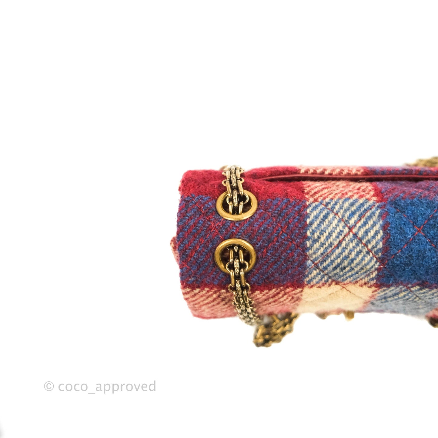 Chanel Mini Reissue 224 Wool Checked Aged Gold Hardware