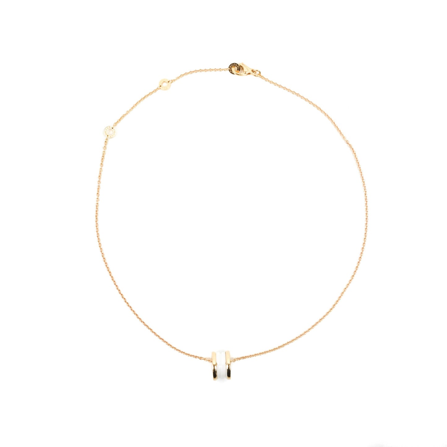 Bvlgari Zero1 Necklace White Ceramic Rose Gold