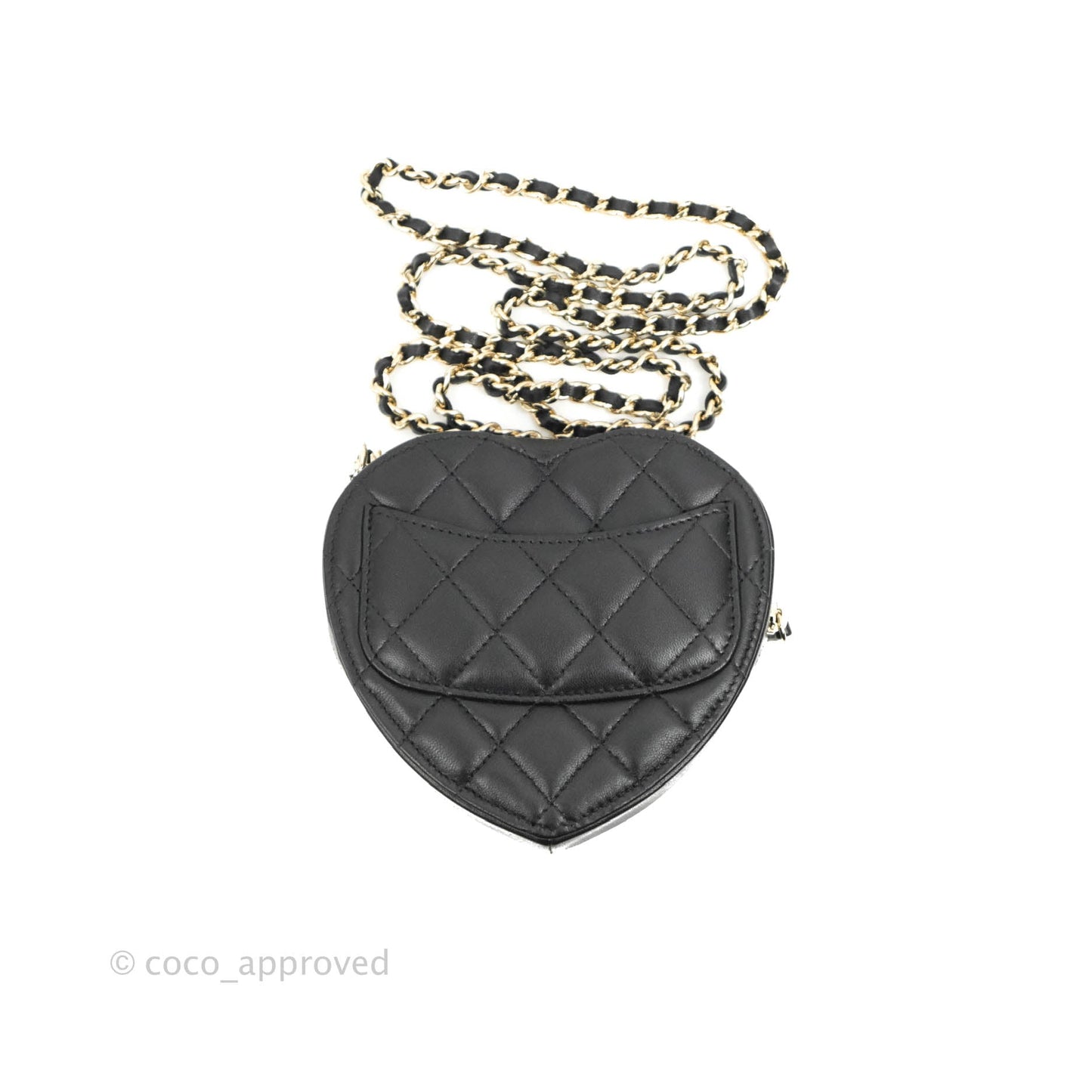 Chanel Small Heart Bag Black Lambskin Gold Hardware 22S