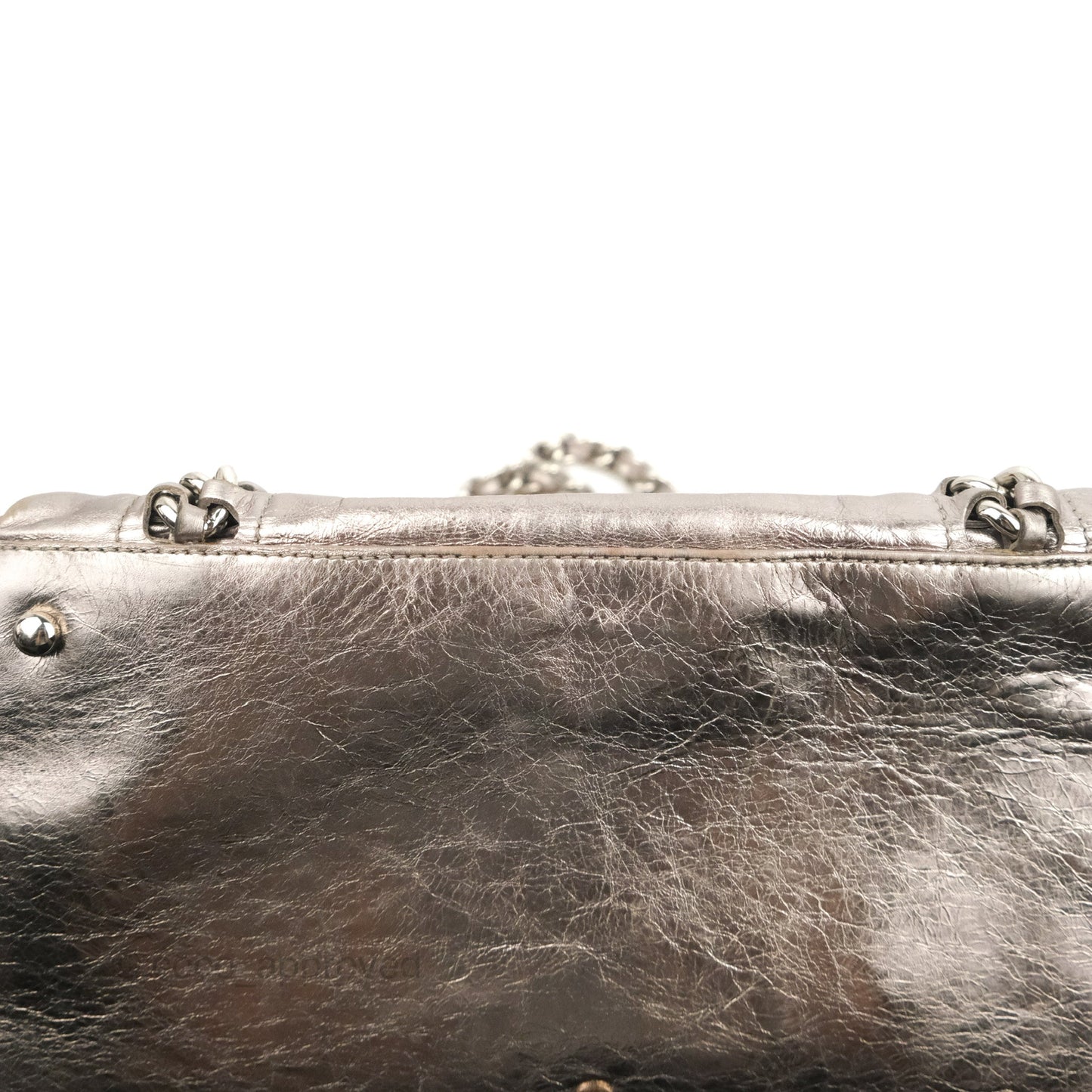 Chanel Metallic Cracked Calfskin Modern Chain Tote Silver