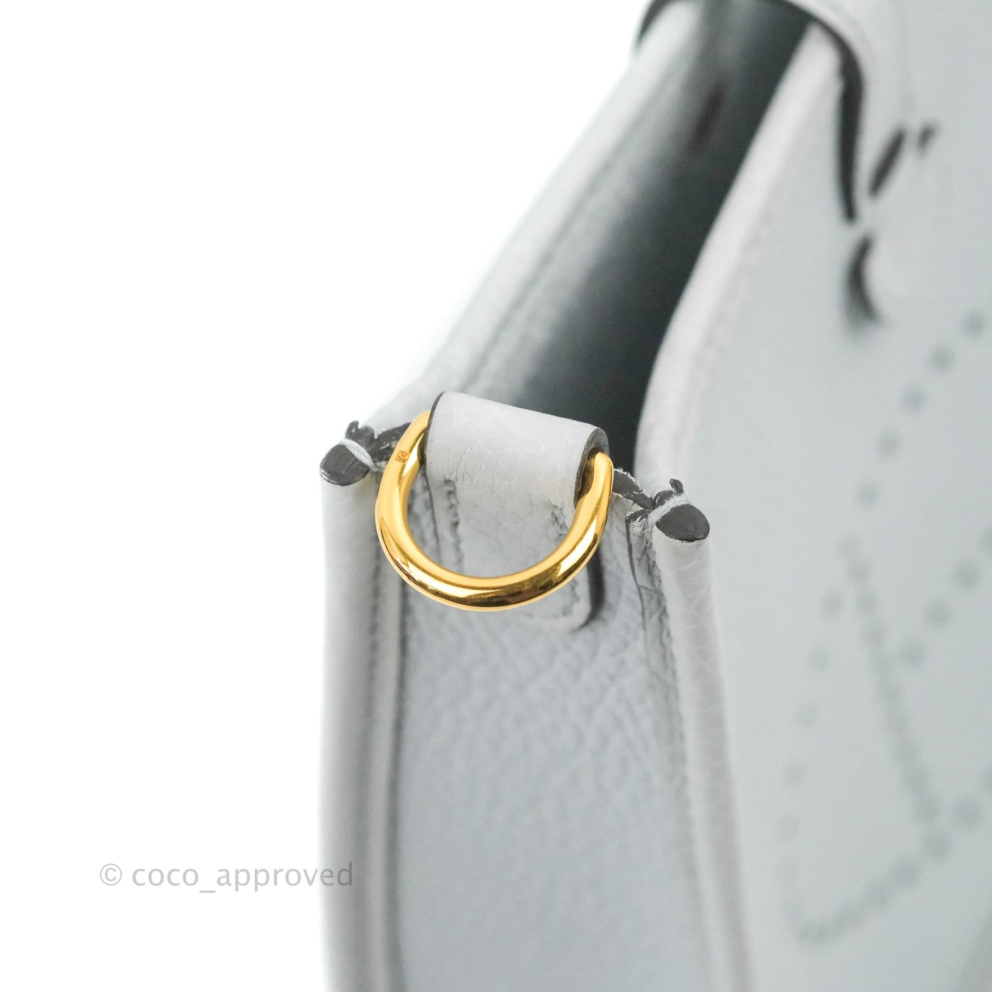Hermès Mini Evelyne 16 Bleu Pale 08 Clemence/ Gris Etain 8F Gold Hardware