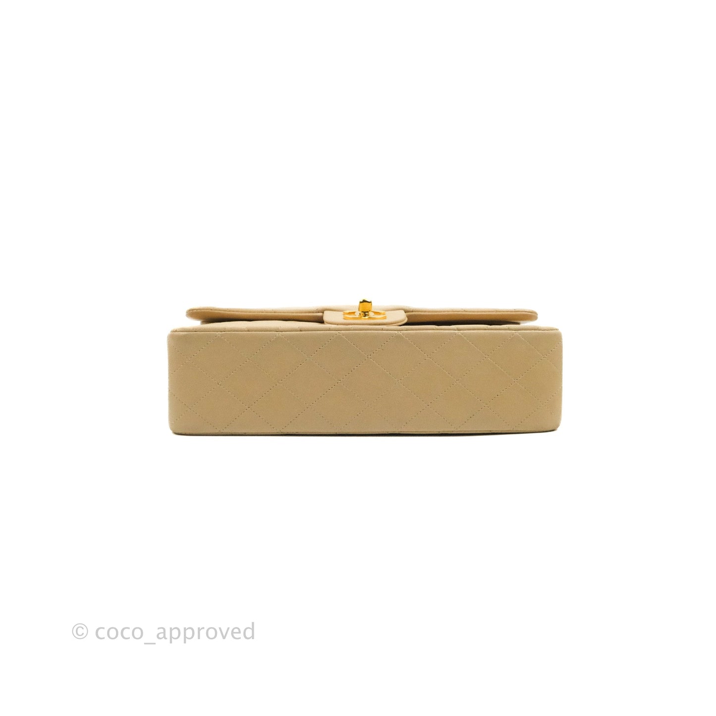 Chanel Vintage Medium Classic Flap Light Beige Lambskin 24K Gold Hardware