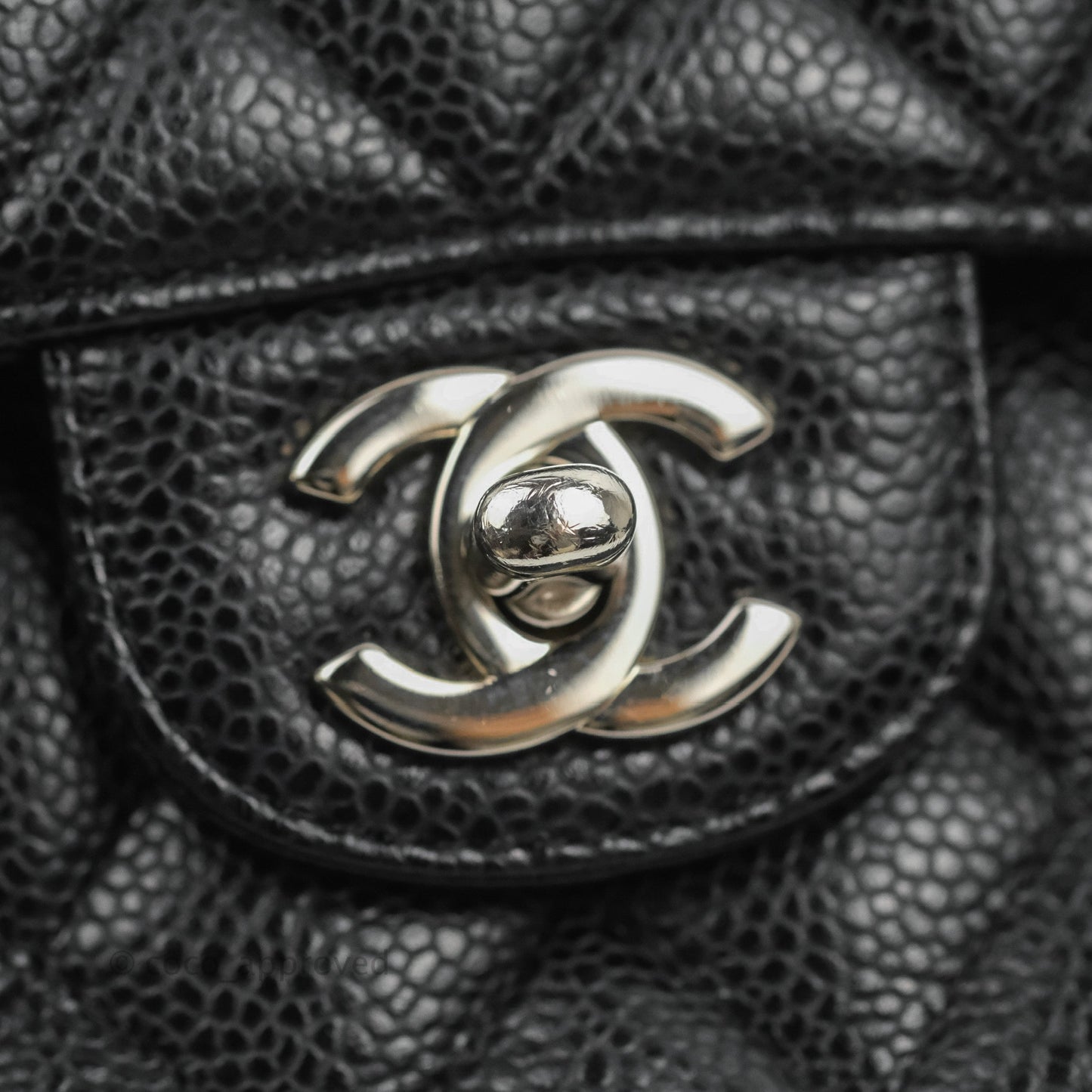 Chanel Classic M/L Medium Flap Quilted Black Caviar Silver Hardware