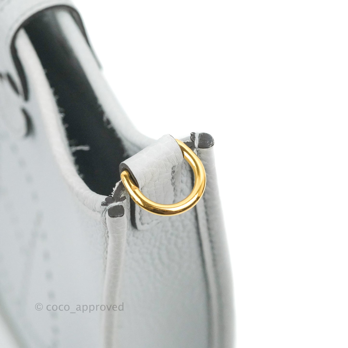 Hermès Mini Evelyne 16 Bleu Pale 08 Clemence/ Gris Etain 8F Gold Hardware