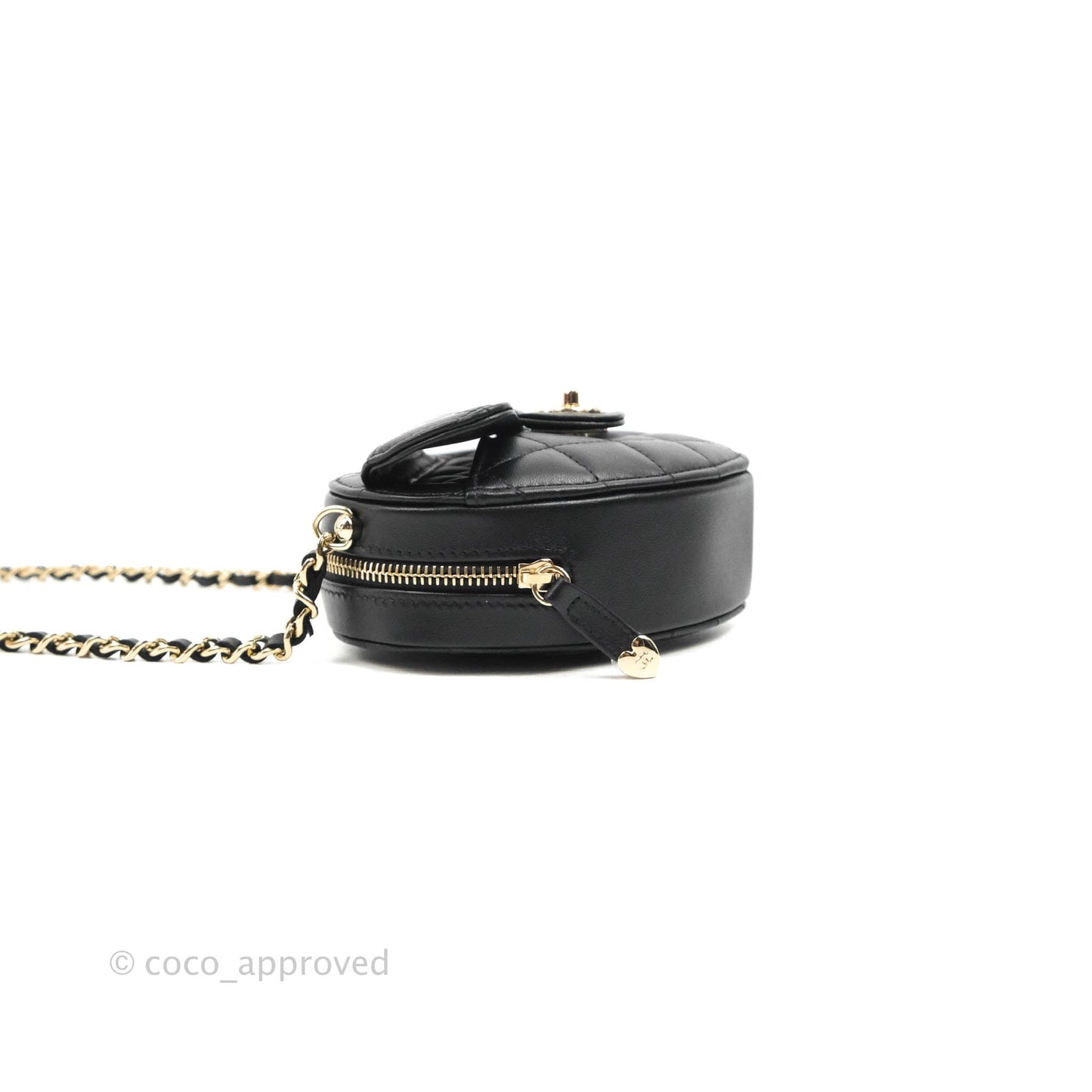 Chanel Small Heart Bag Black Lambskin Gold Hardware 22S