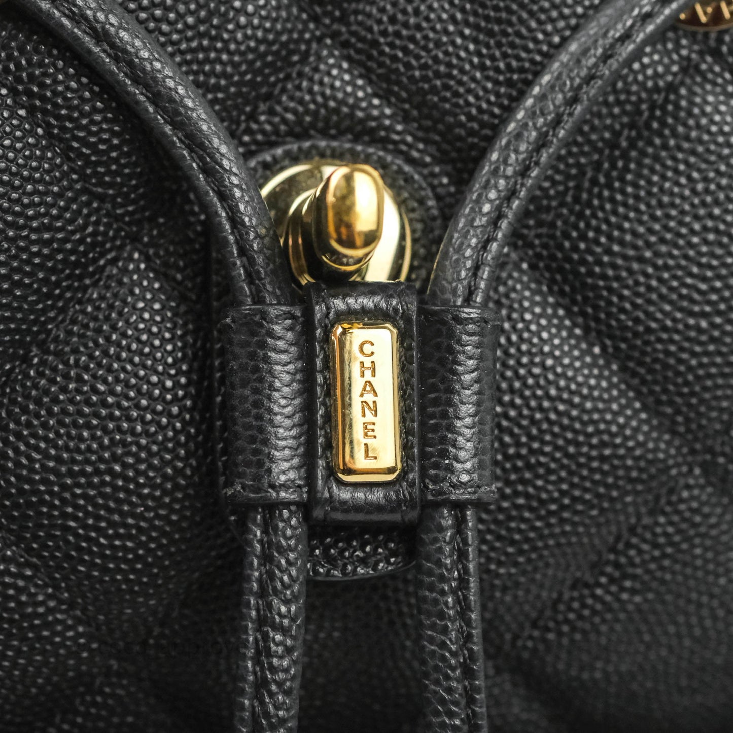 Chanel Quilted Black Caviar Duma Backpack Bag Gold Hardware