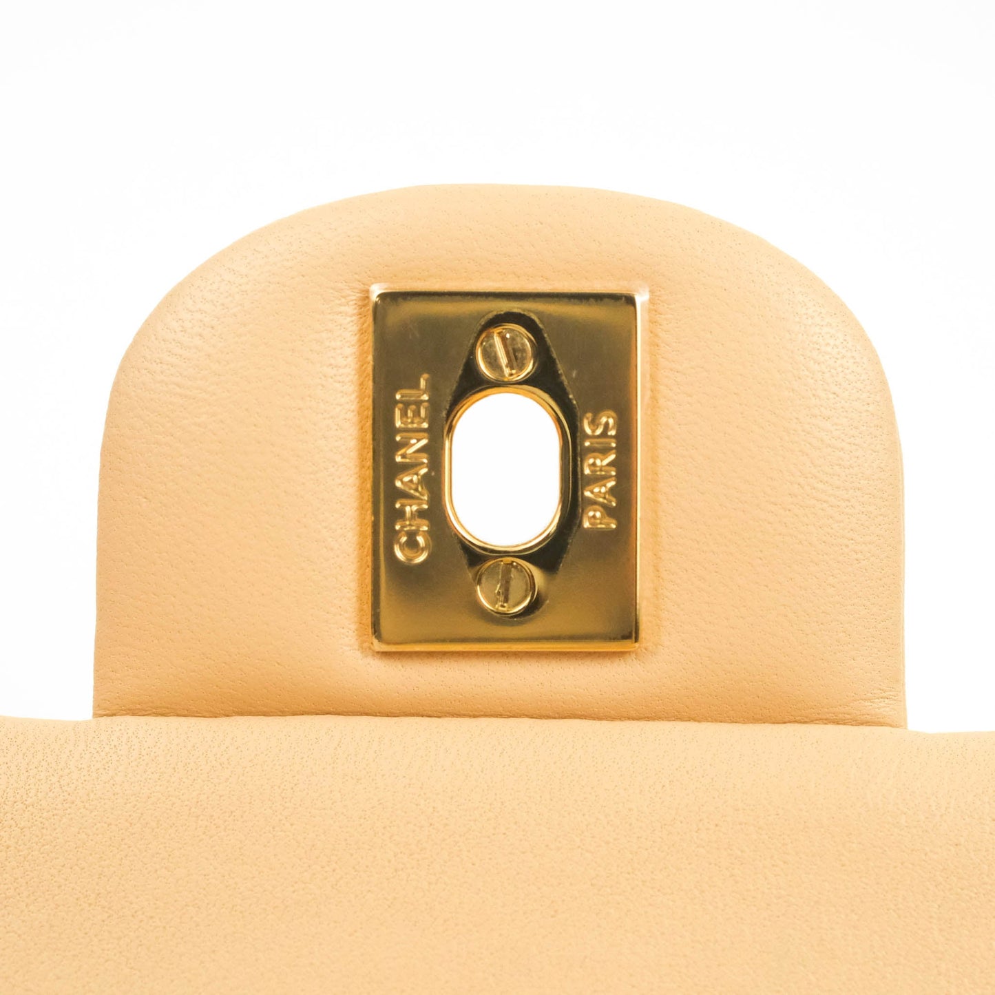 Chanel Classic Small S/M Quilted Flap Beige Lambskin Gold Hardware