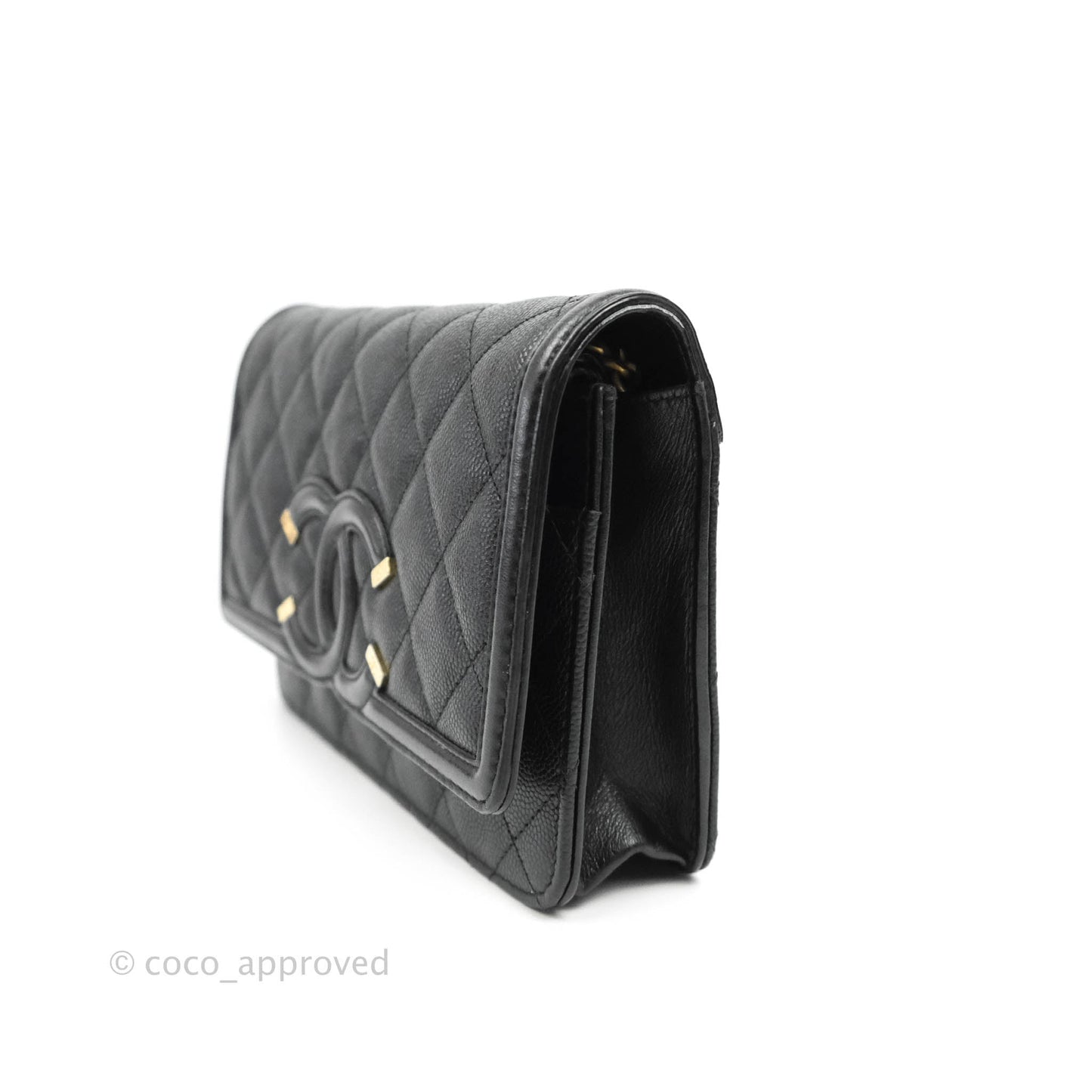 Chanel Filigree Wallet on Chain WOC Black Caviar Gold Hardware