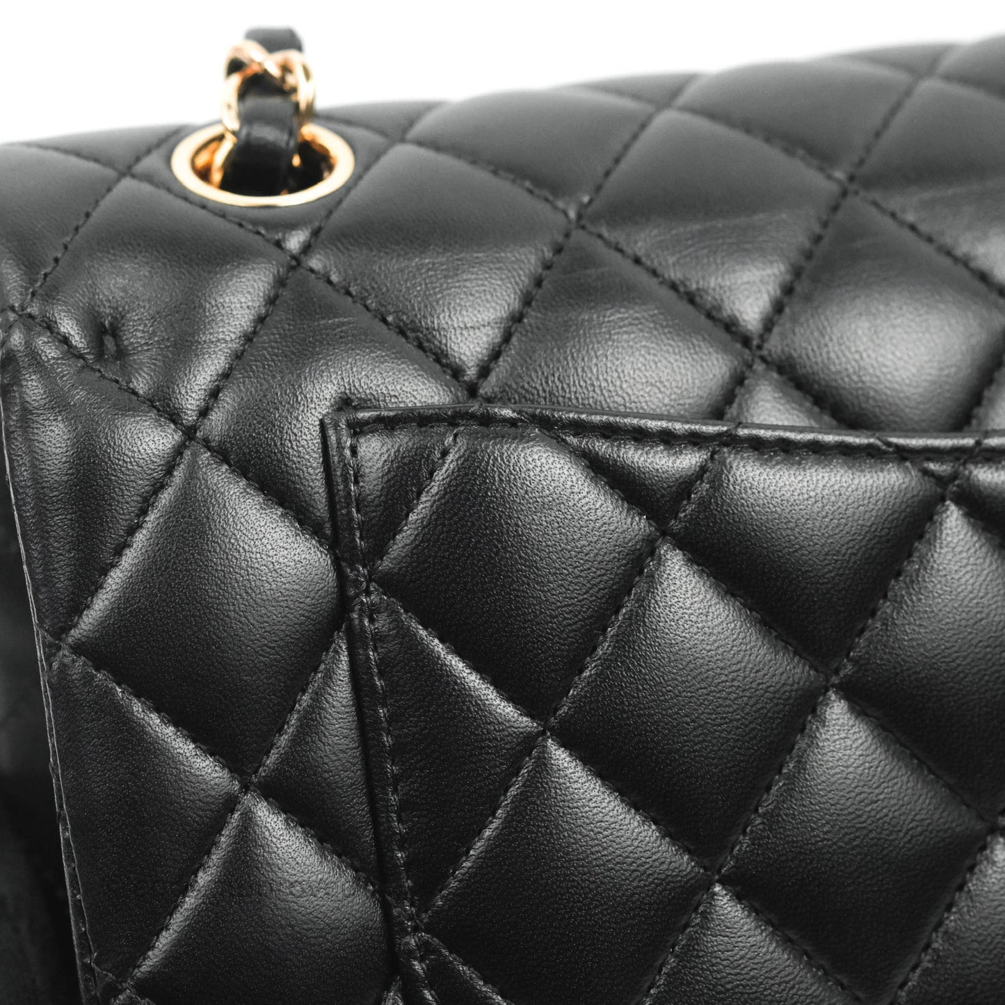 Chanel Classic Small S/M Flap Black Lambskin Rose Pink-Gold Hardware