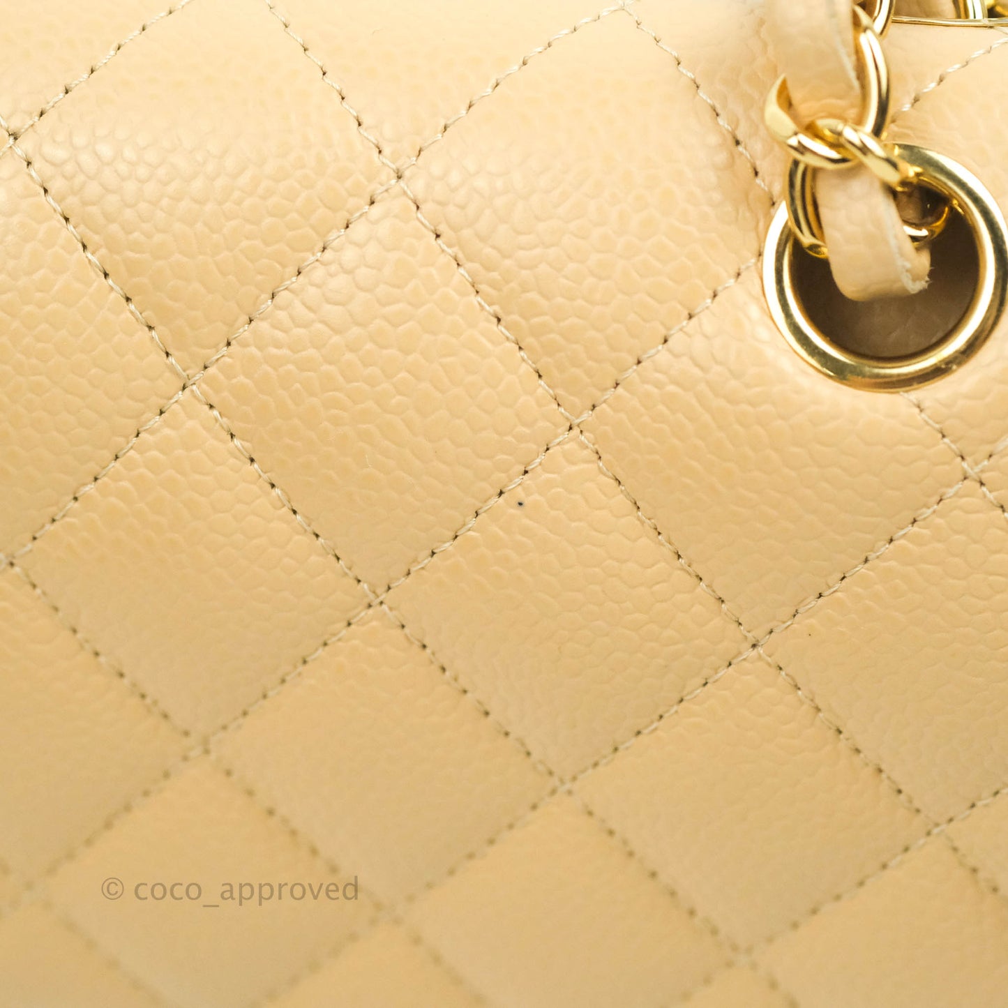 Chanel Quilted Classic M/L Medium Flap Beige Caviar Gold Hardware