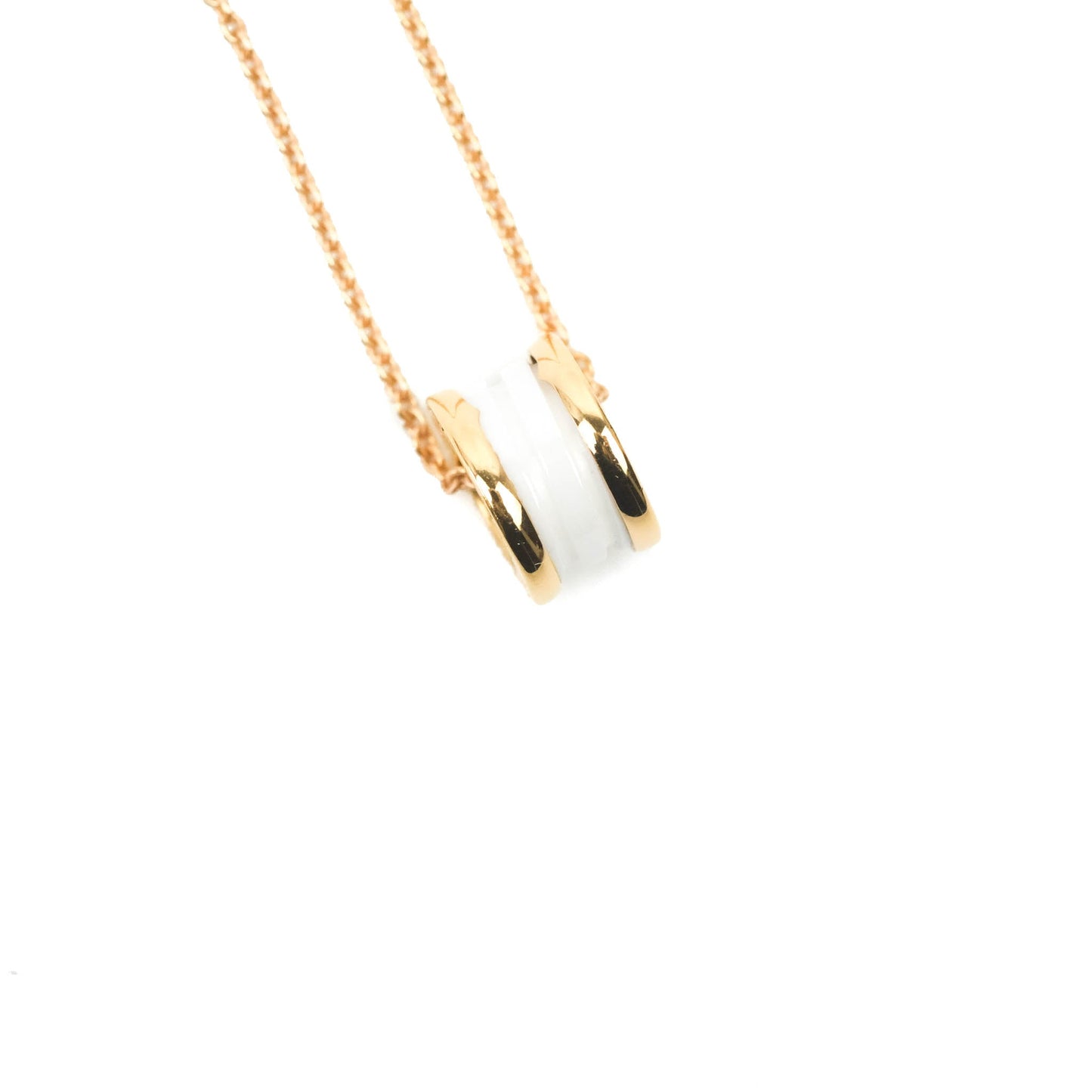 Bvlgari Zero1 Necklace White Ceramic Rose Gold
