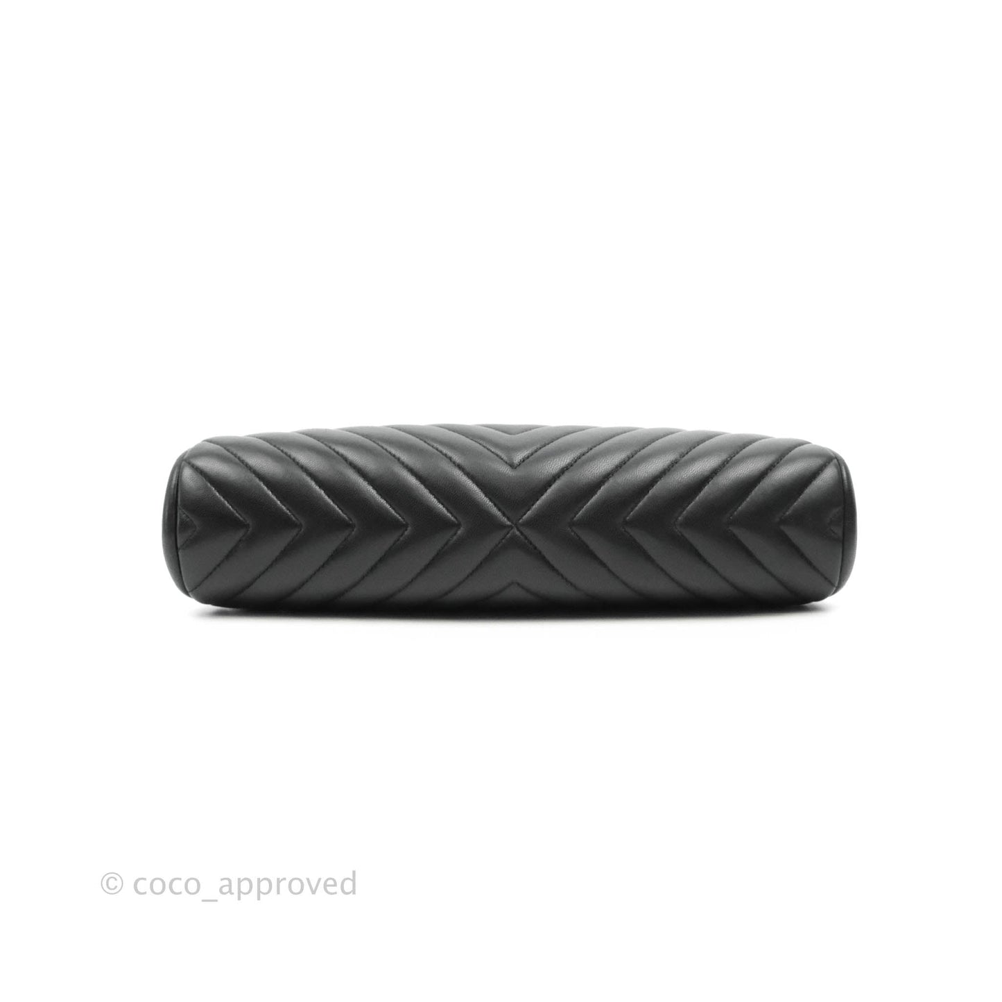 Chanel Chevron Timeless Kisslock Clutch So Black Lambskin 15S