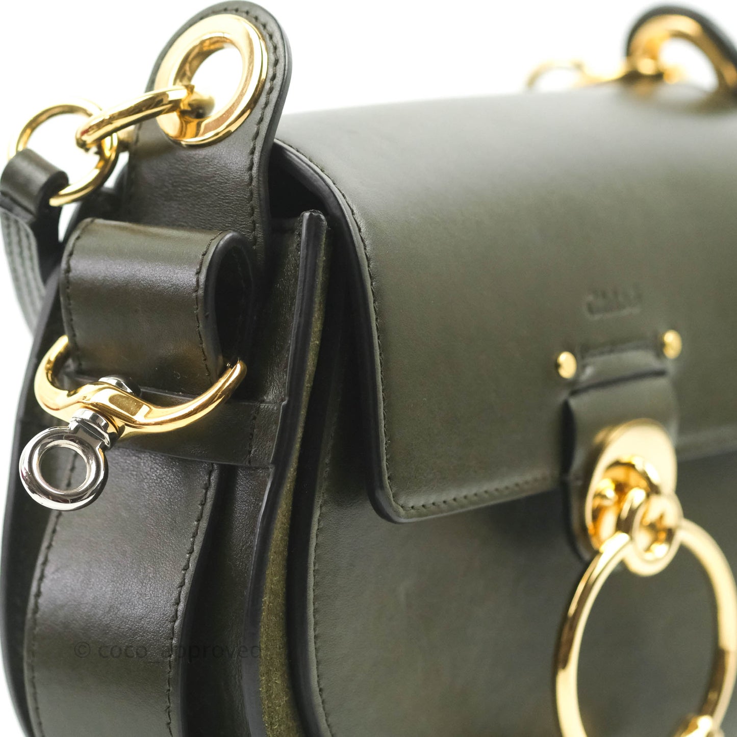 Chloé Small Tess Bag Dark Green Calfskin Suede