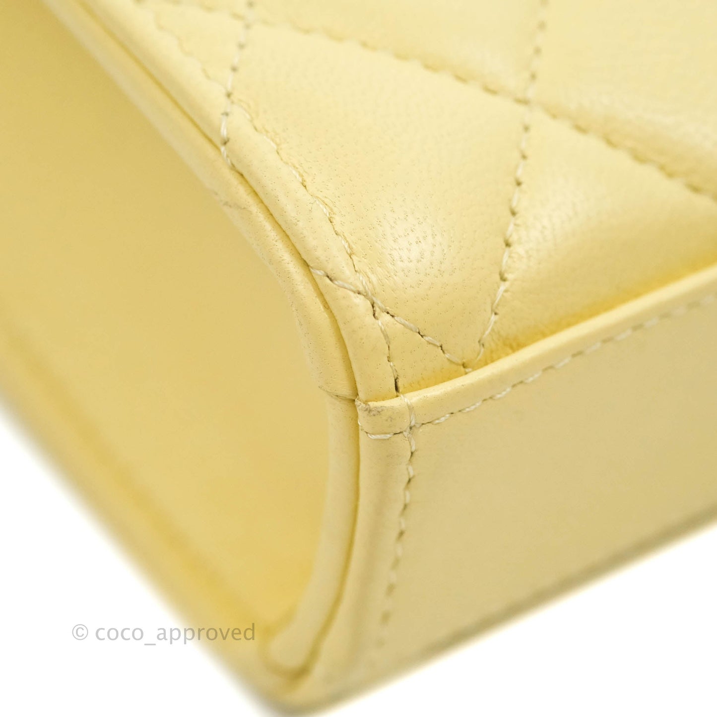 Chanel Quilted Pearl Crush Phone Holder With Chain Yellow Lambskin
