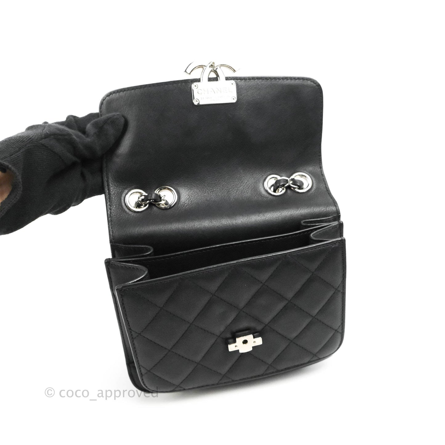 Chanel Quilted Mini Urban Companion Flap Black Calfskin Silver Hardware